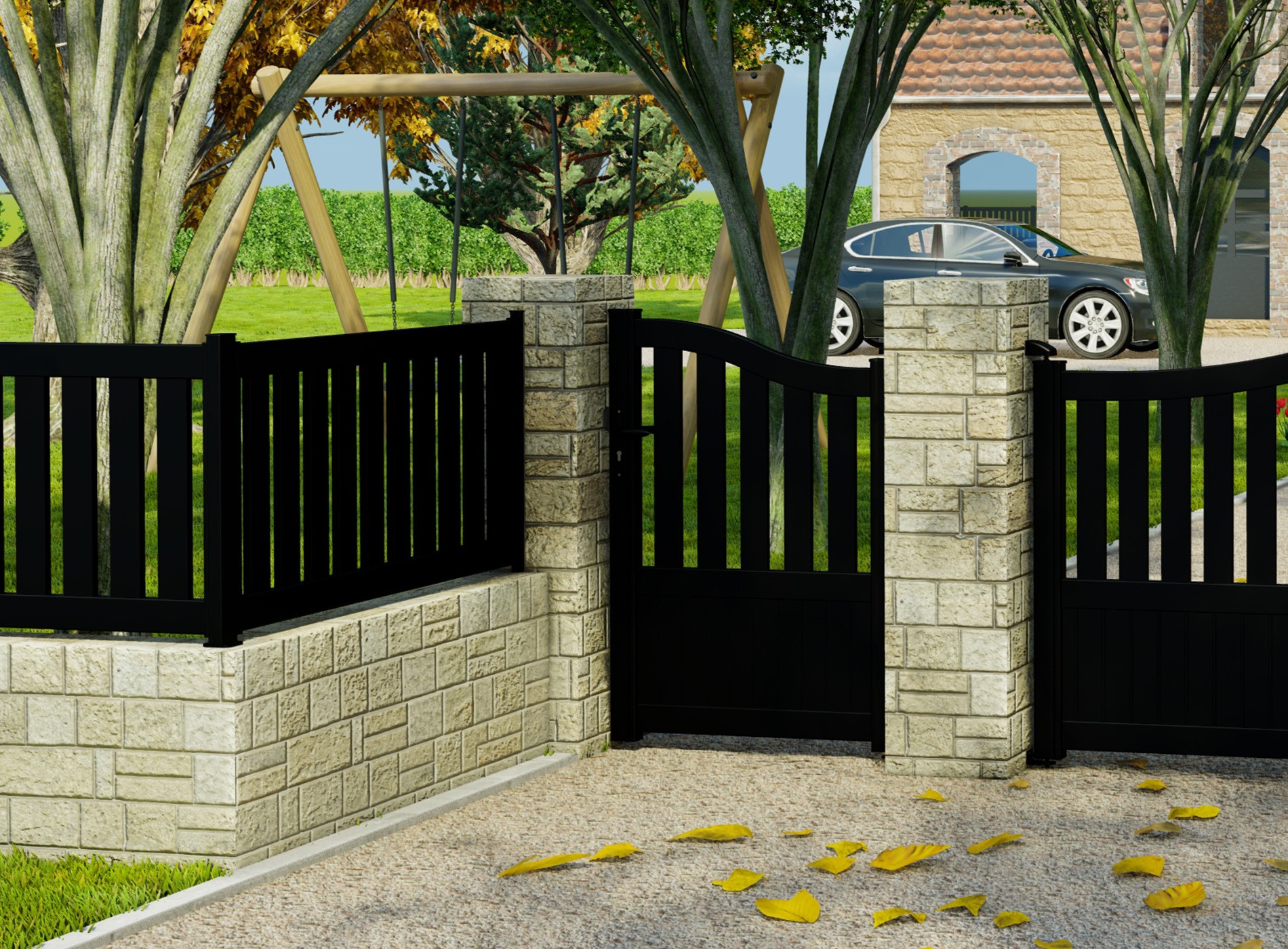 Klos Up portillon aluminium MOELLAN - Noir 9005