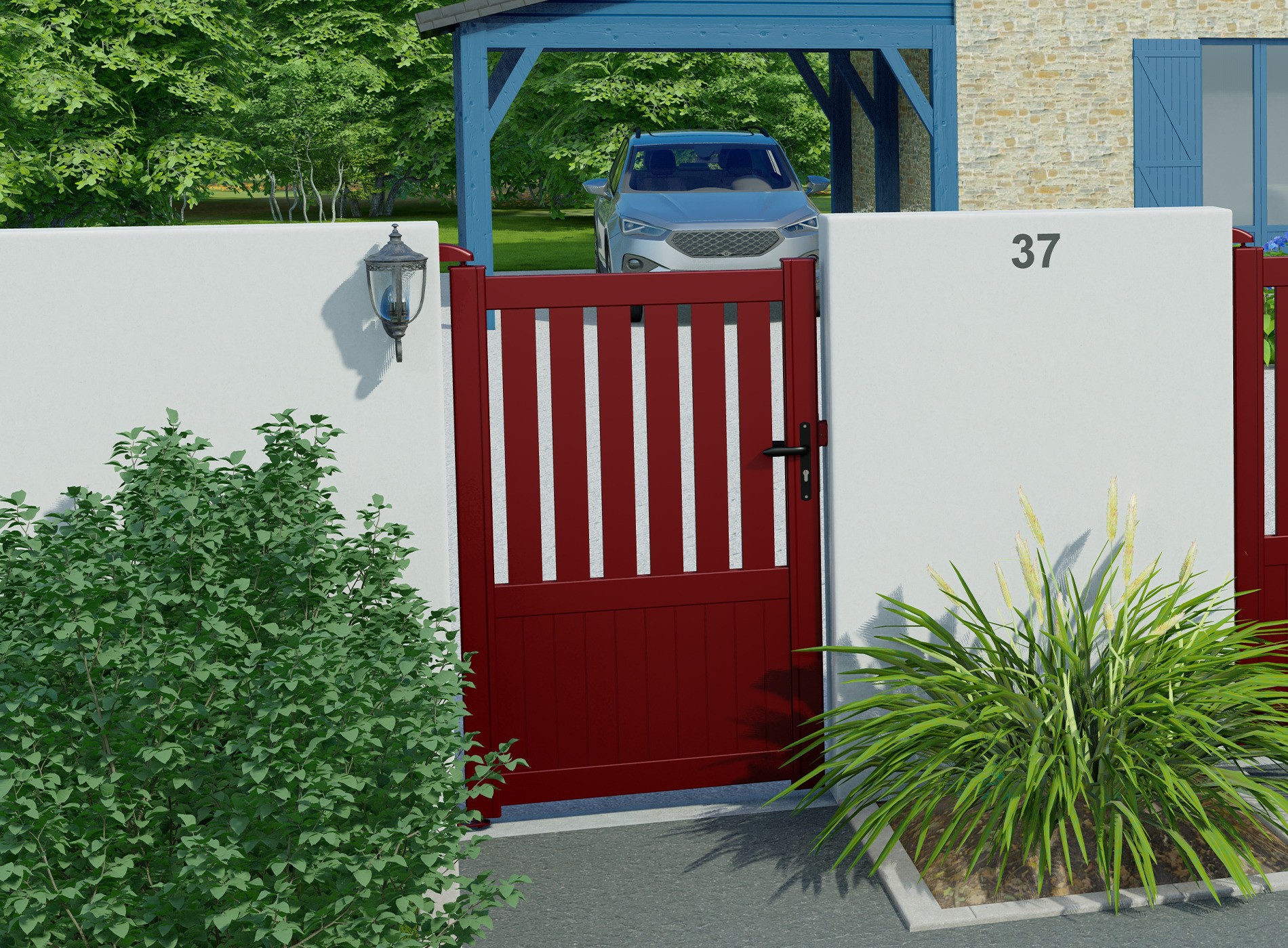 portillon en aluminium PENMARCH, rouge 3004