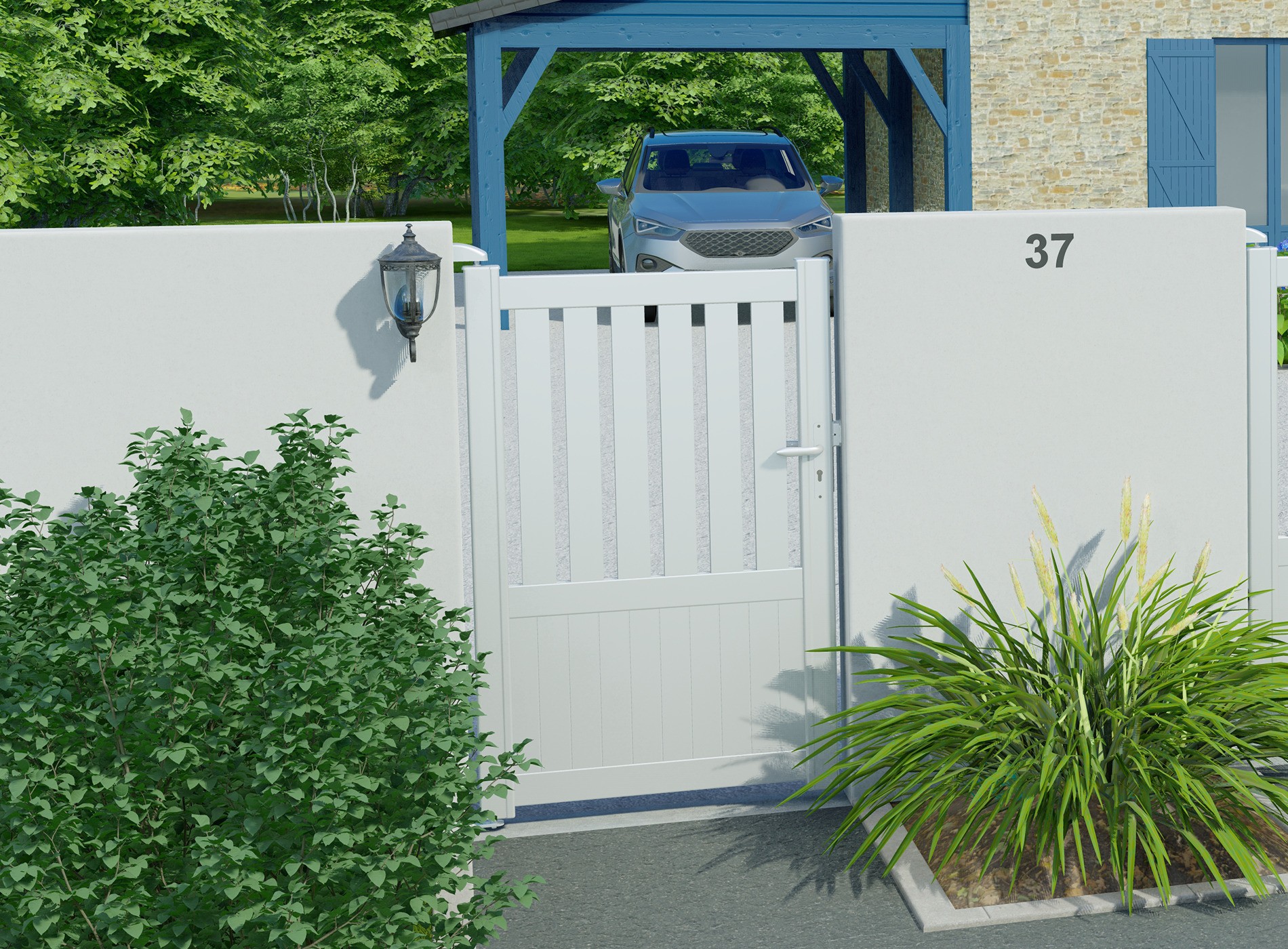 Portillon en aluminium PENMARCH, blanc 9016