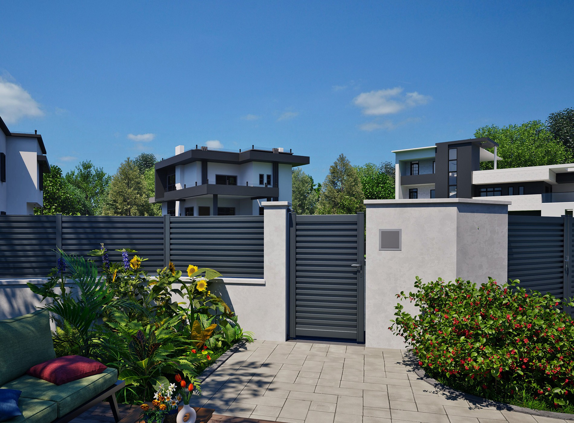 Portillon en aluminium TASSO , Gris Zinc 7016