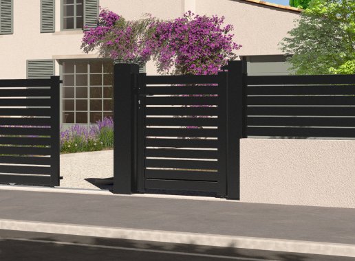 Portillon en aluminium TREZ, noir sablé 2100