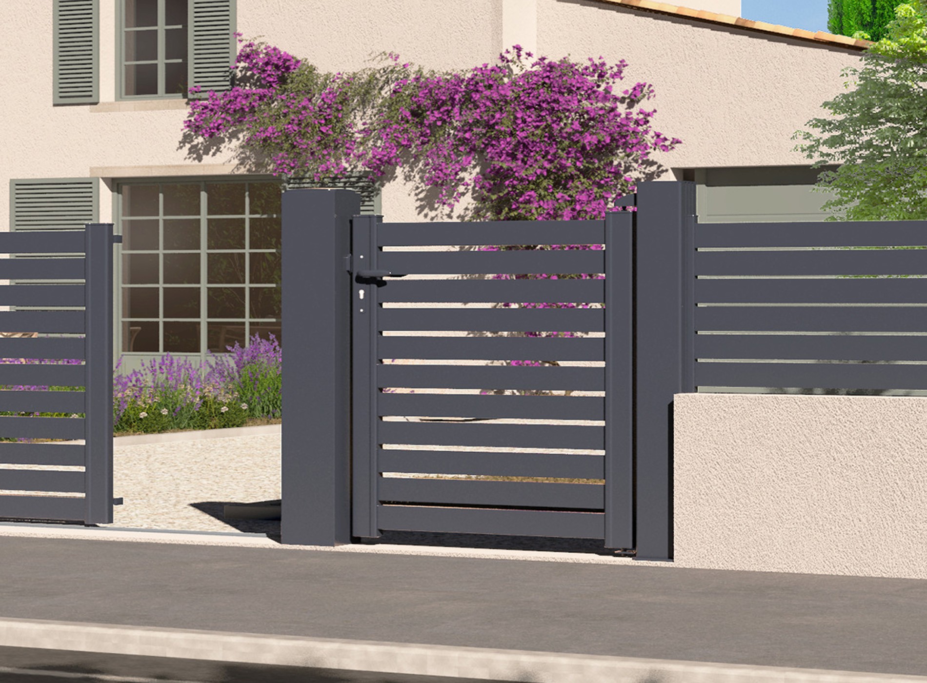 Portillon en aluminium TREZ - Gris Zinc 7016