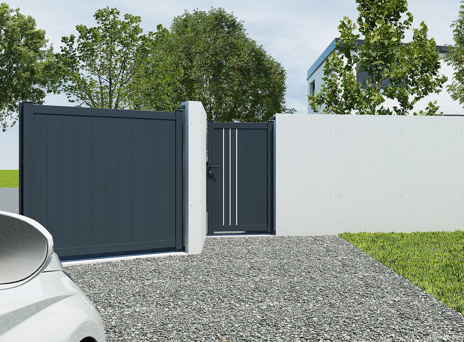 Portillon en aluminium TRIBORD , Coloris Gris Zinc 7016