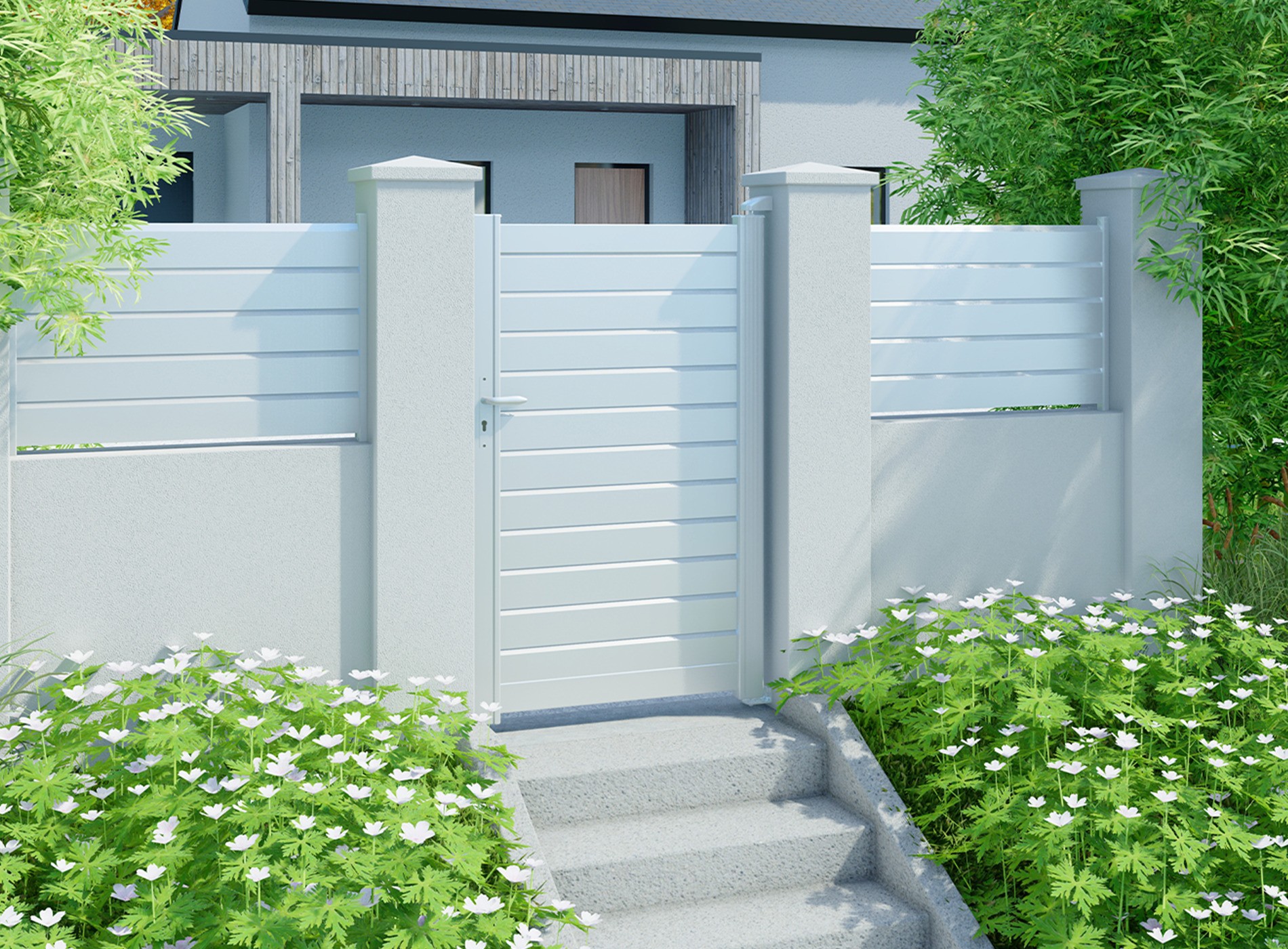 Portillon en aluminium ZEF, blanc 9016