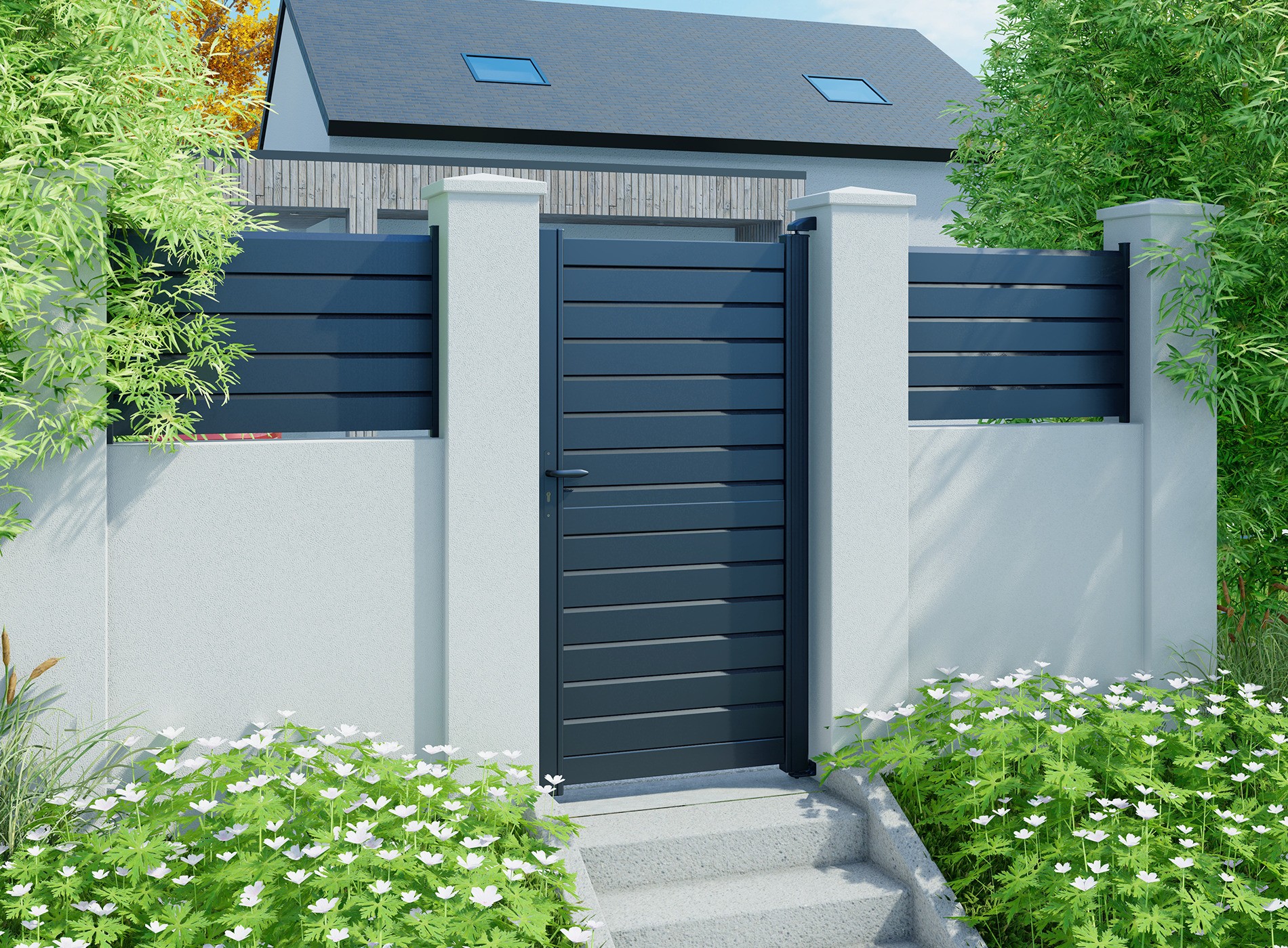 Portillon en aluminium ZEF, Gris Zinc 7016