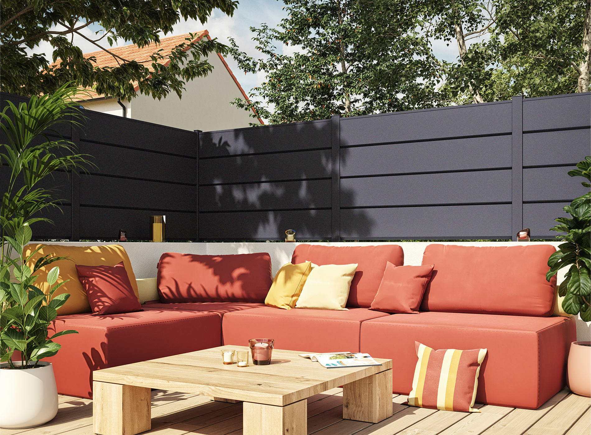 Clôture en aluminium ALIZ, gris zinc 7016