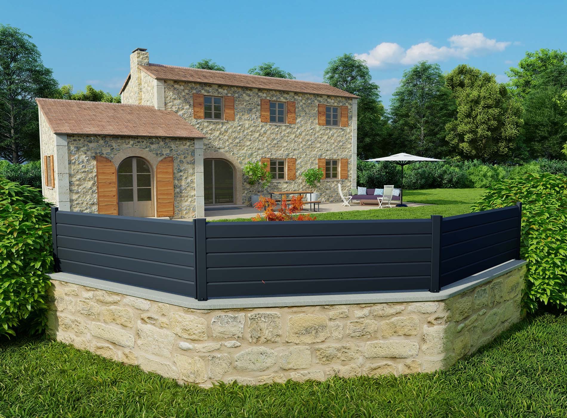 Klos Up lame persienne eco-concue - ambiance extérieure - Gris Zinc 7016C