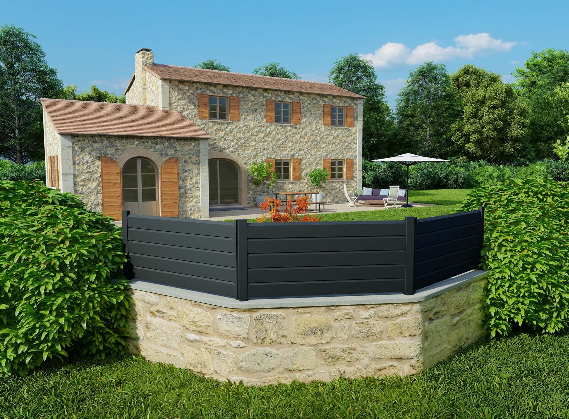 Klos Up lame persienne eco-concue - ambiance extérieure- Noir Sablé 2100S