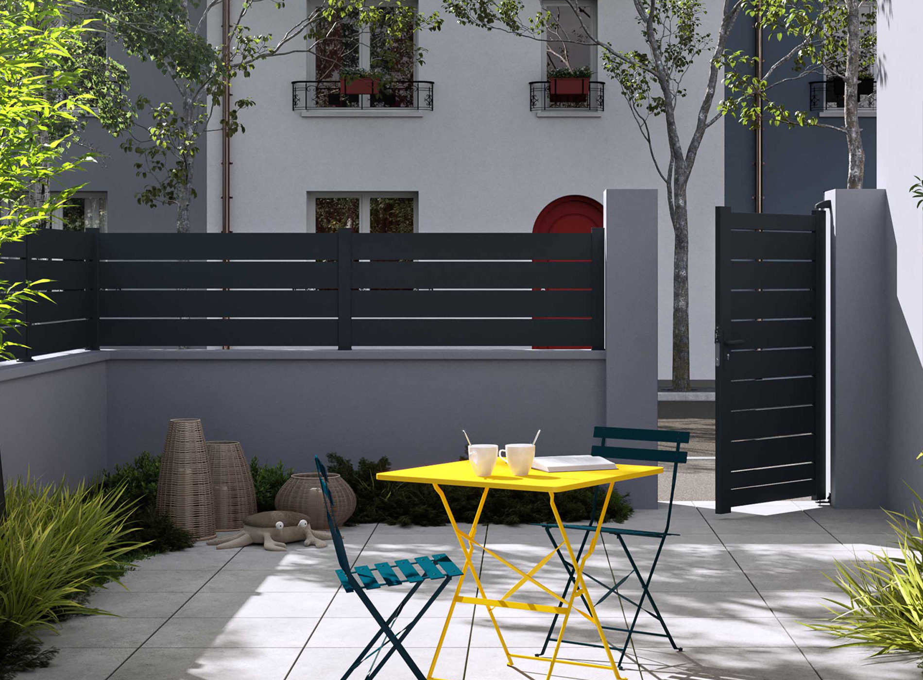 Clôture en aluminium BONO, gris zinc 7016