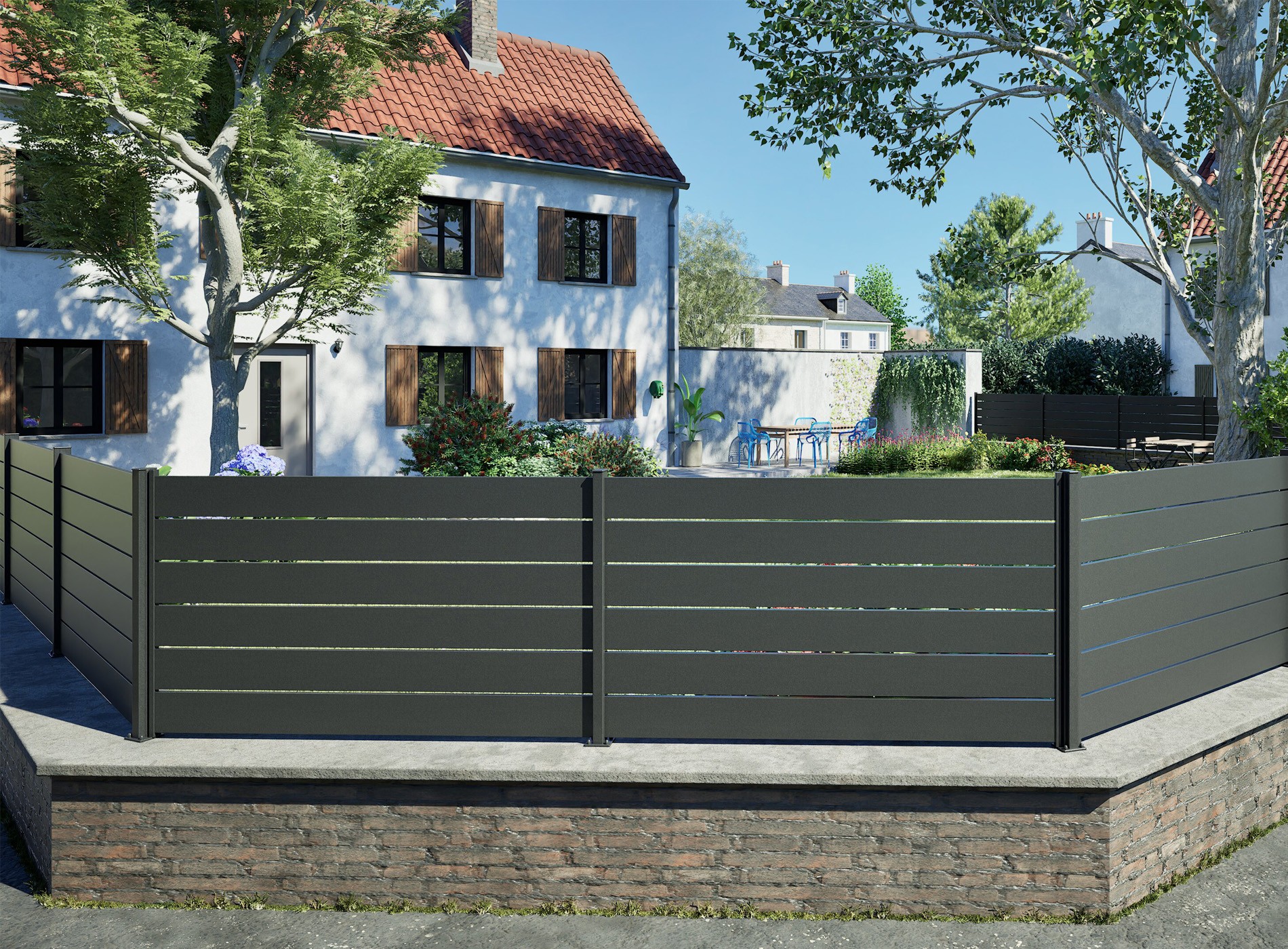 Cloture Bono lames ajourées Noir sablé 2100