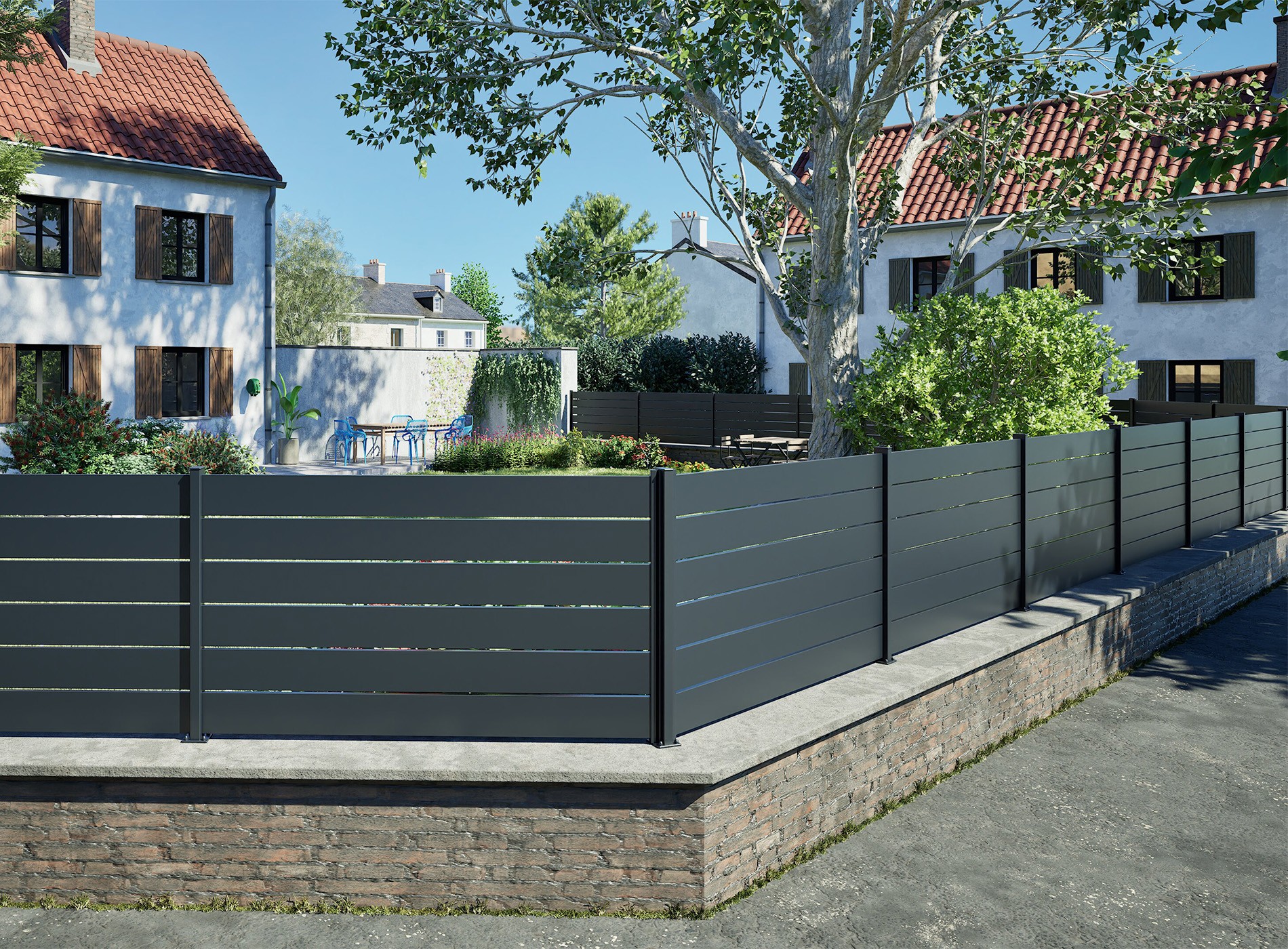 Clôture Bono lames ajourées 160 Gris Zinc 7016C