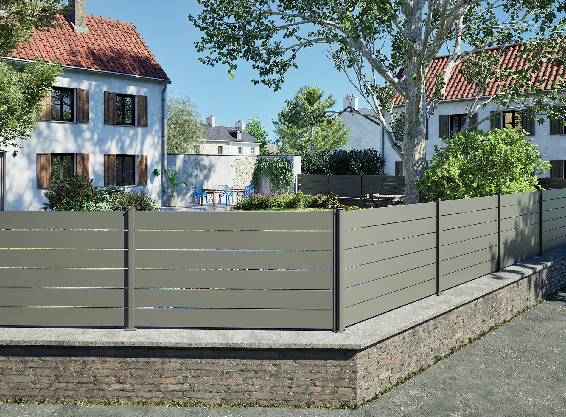 Cloture Bono lames ajourées 7039 Gris Quartz