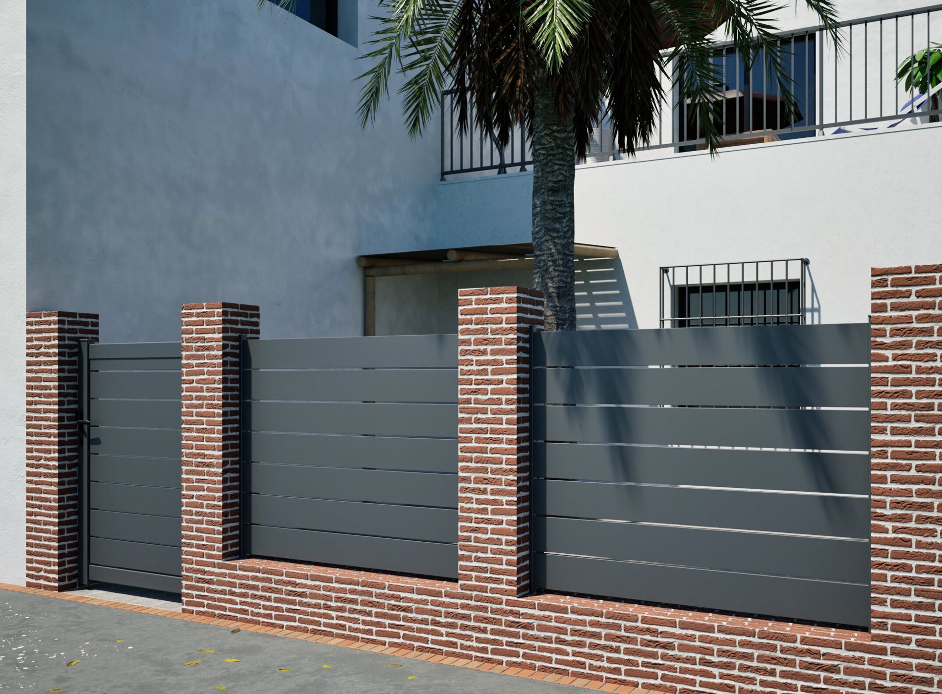 Clôture en aluminium BONO, Noir Sable 2100