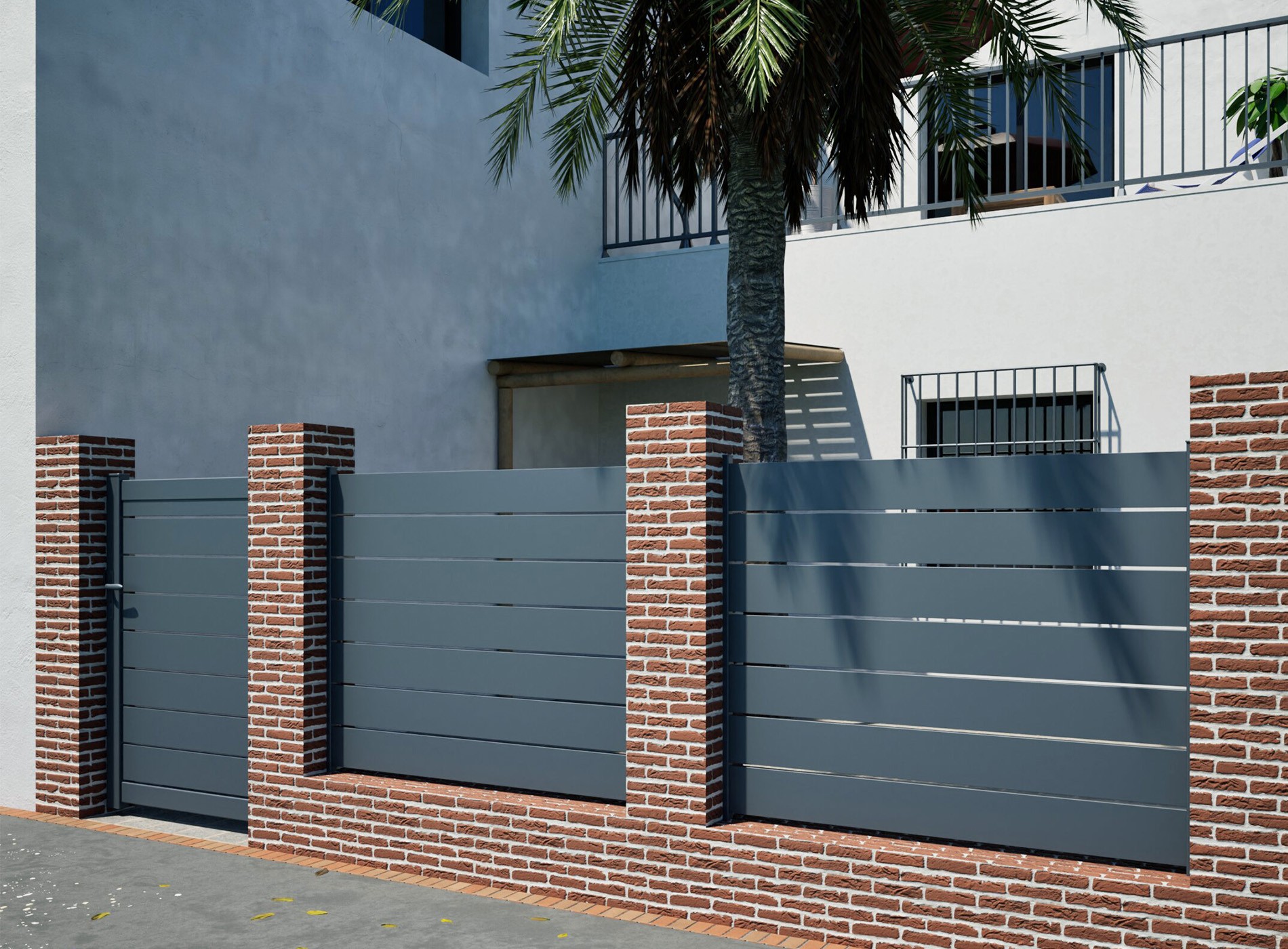 Clôture en aluminium BONO, Gris zinc 7016