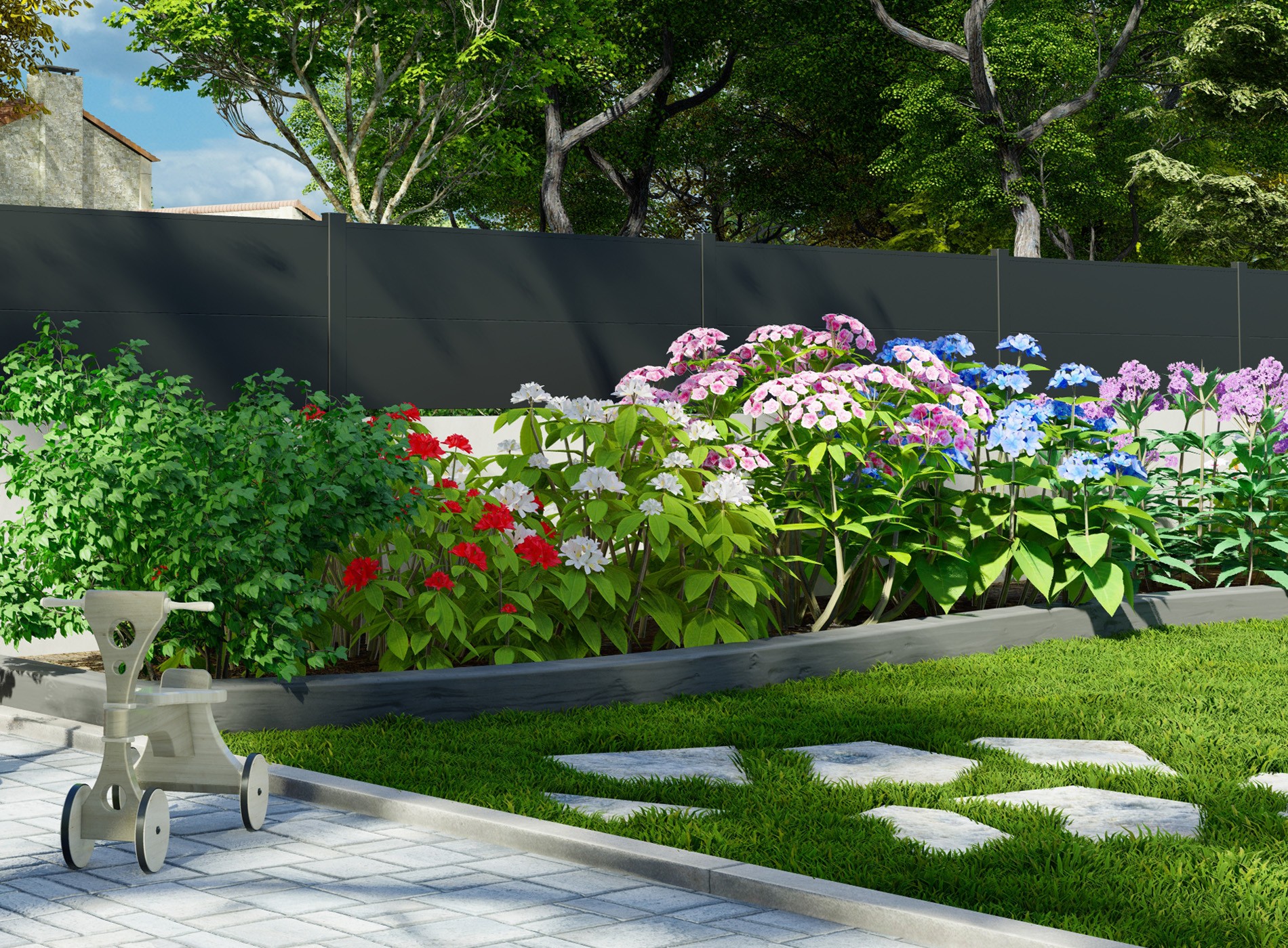 Klos Up Clôture Hezo lames pleines 300 - Noir Sable 2100