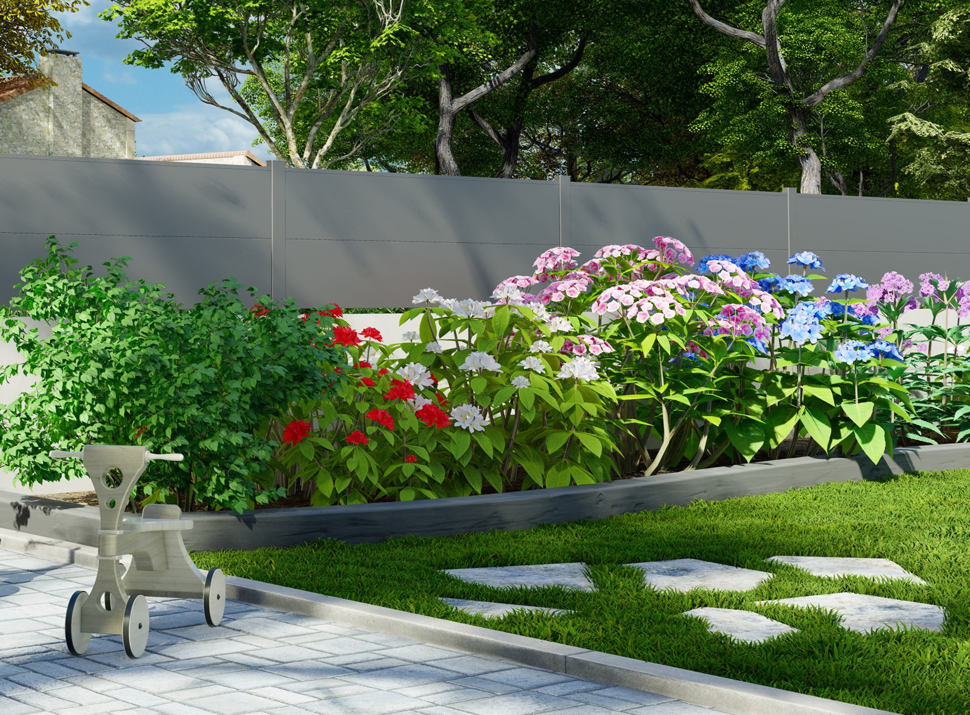 Klos Up Clôture Hezo lames pleines 300 - Gris Sable 2900