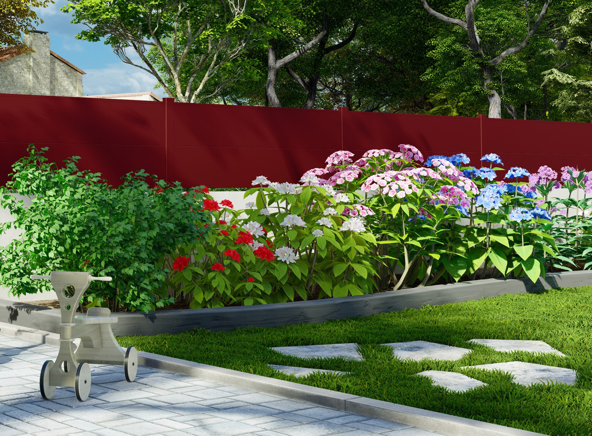 Klos Up Clôture Hezo lames pleines 300 - Rouge 3004