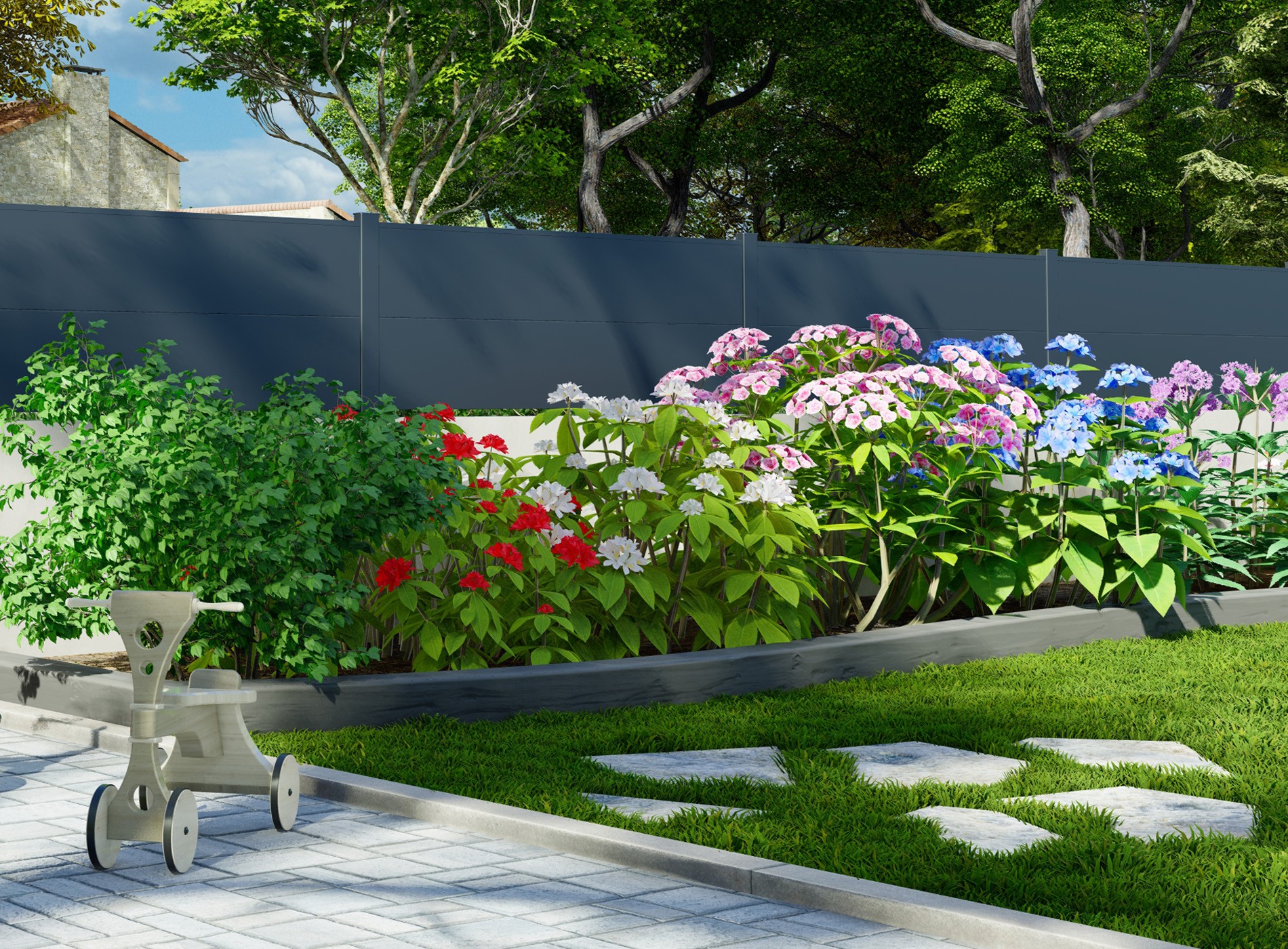 Klos Up Clôture Hezo lames pleines 300 - Gris Zinc 7016