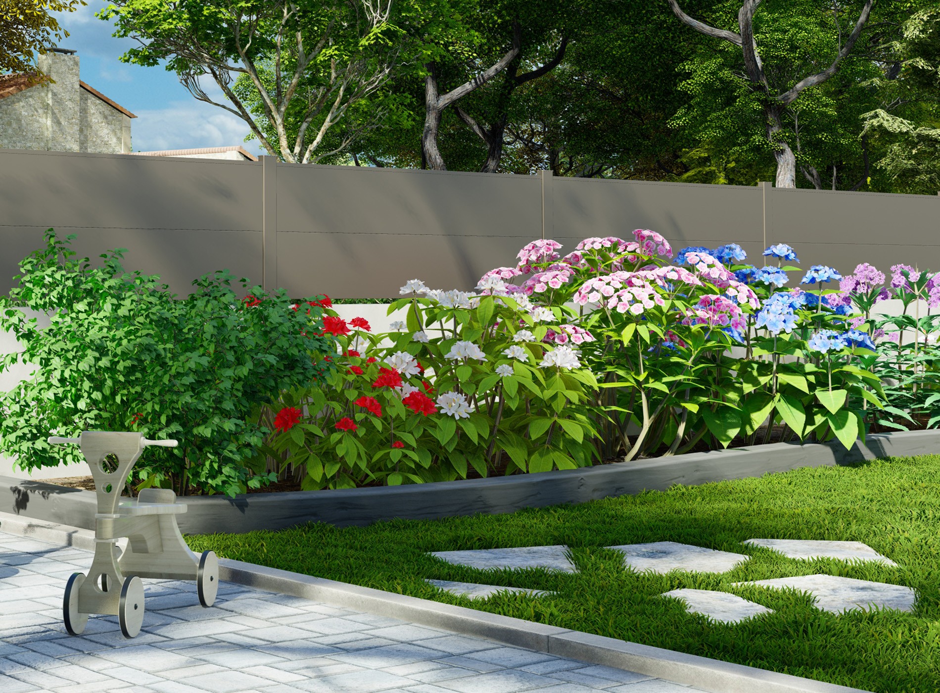 Klos Up Clôture Hezo lames pleines 300 - Gris Quartz 7039