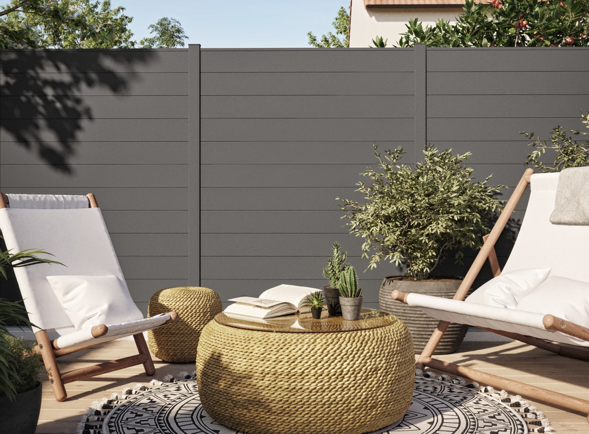 Cloture lames pleines LAO Gris Sable 2900