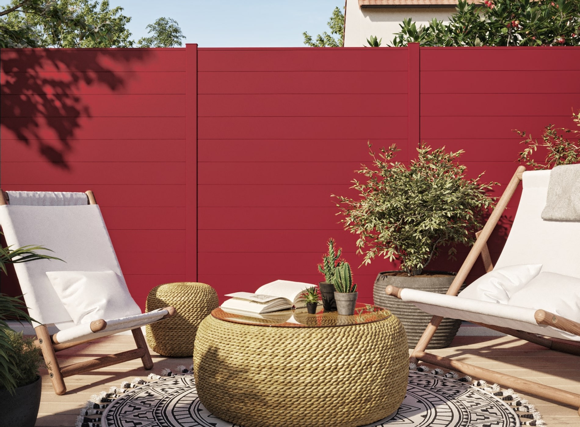 Cloture lames pleines LAO Rouge 3004