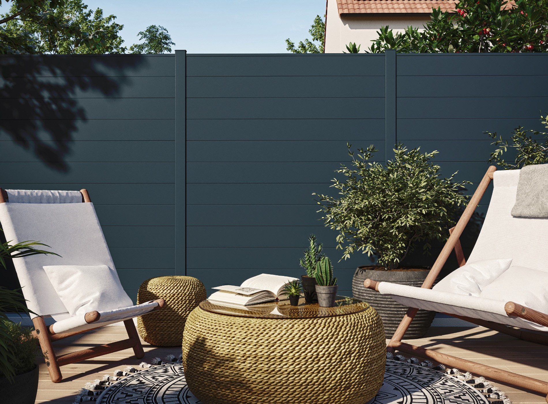 Cloture lames pleines LAO Gris Zinc 7016