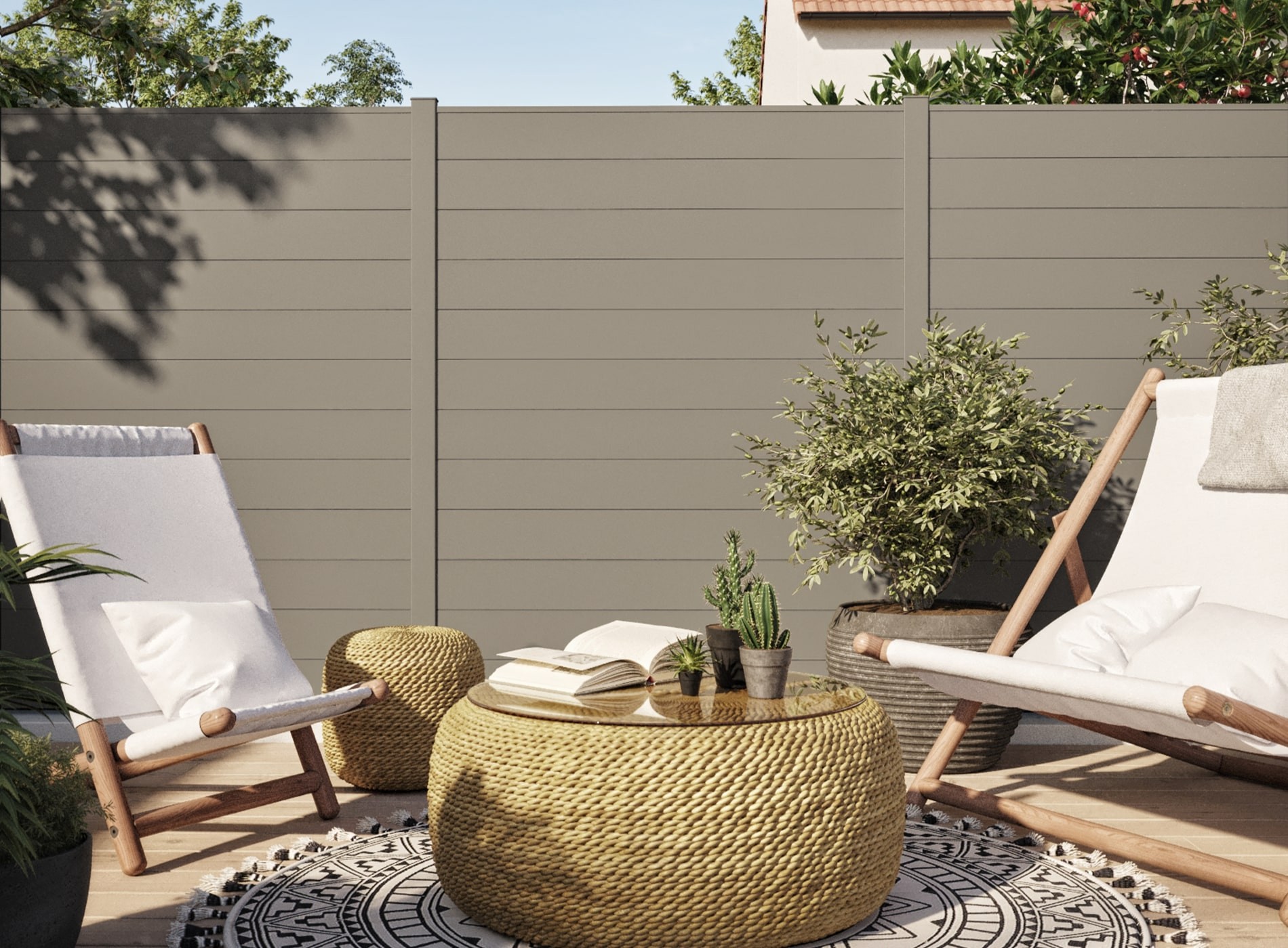 Cloture lames pleines LAO Gris Quartz