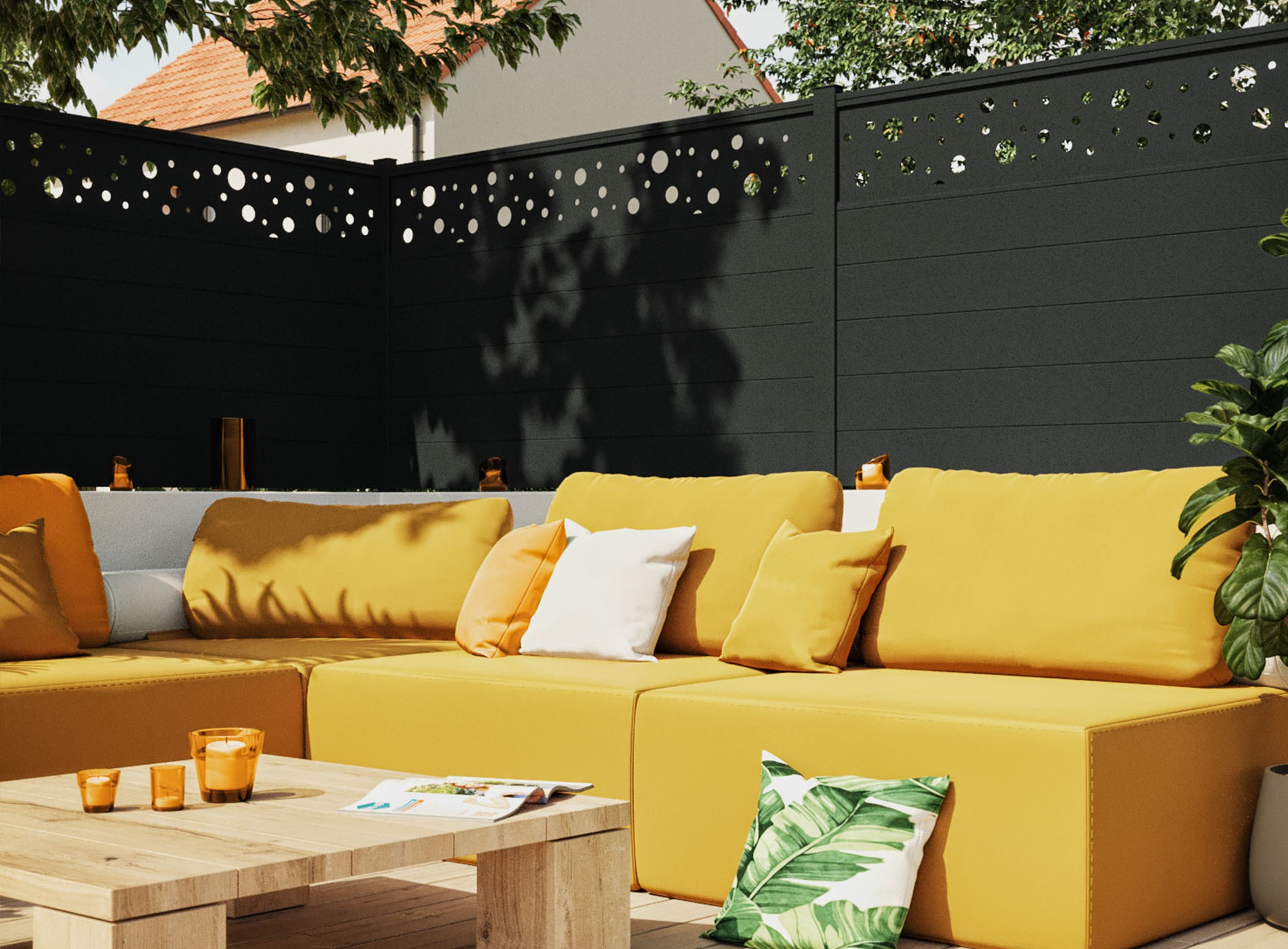 Clôture en aluminium BULLE, Noir Sable 2100