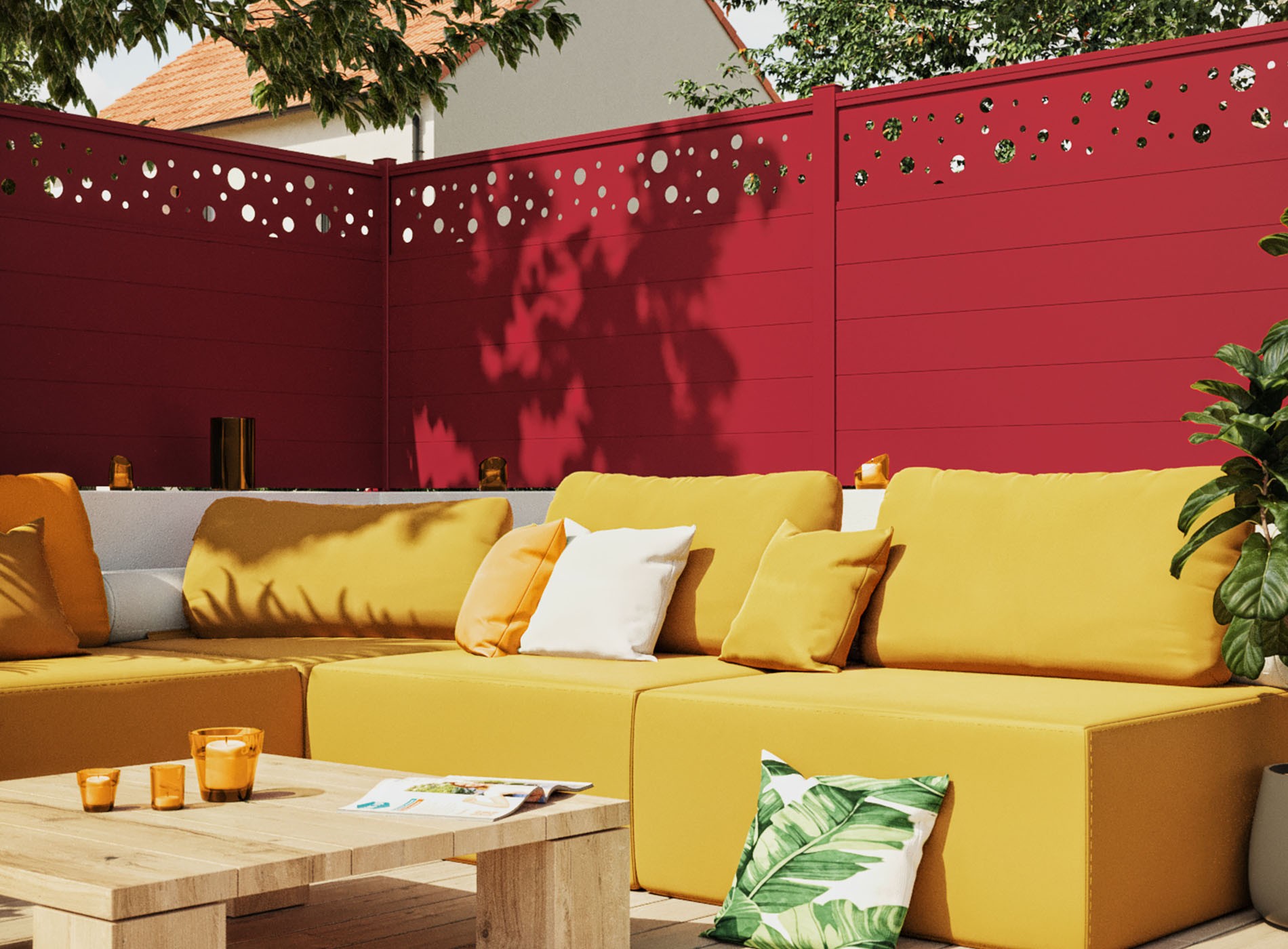 Clôture en aluminium BULLE, Rouge 3004