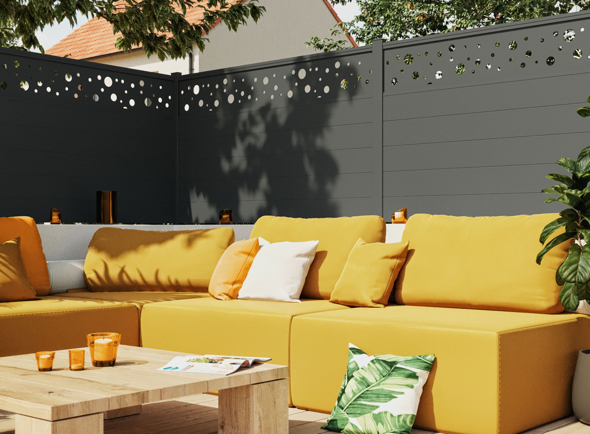 Clôture en aluminium BULLE, Gris Zinc 7016