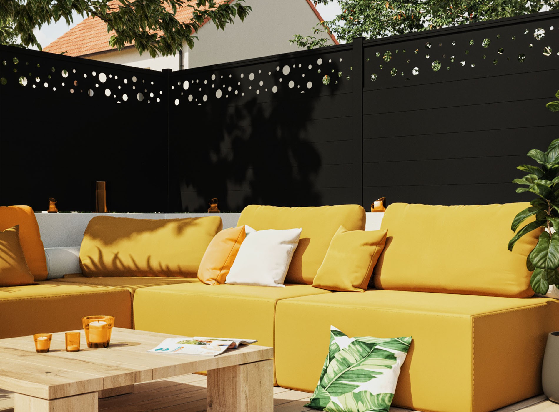 Clôture en aluminium BULLE, Noir 9005