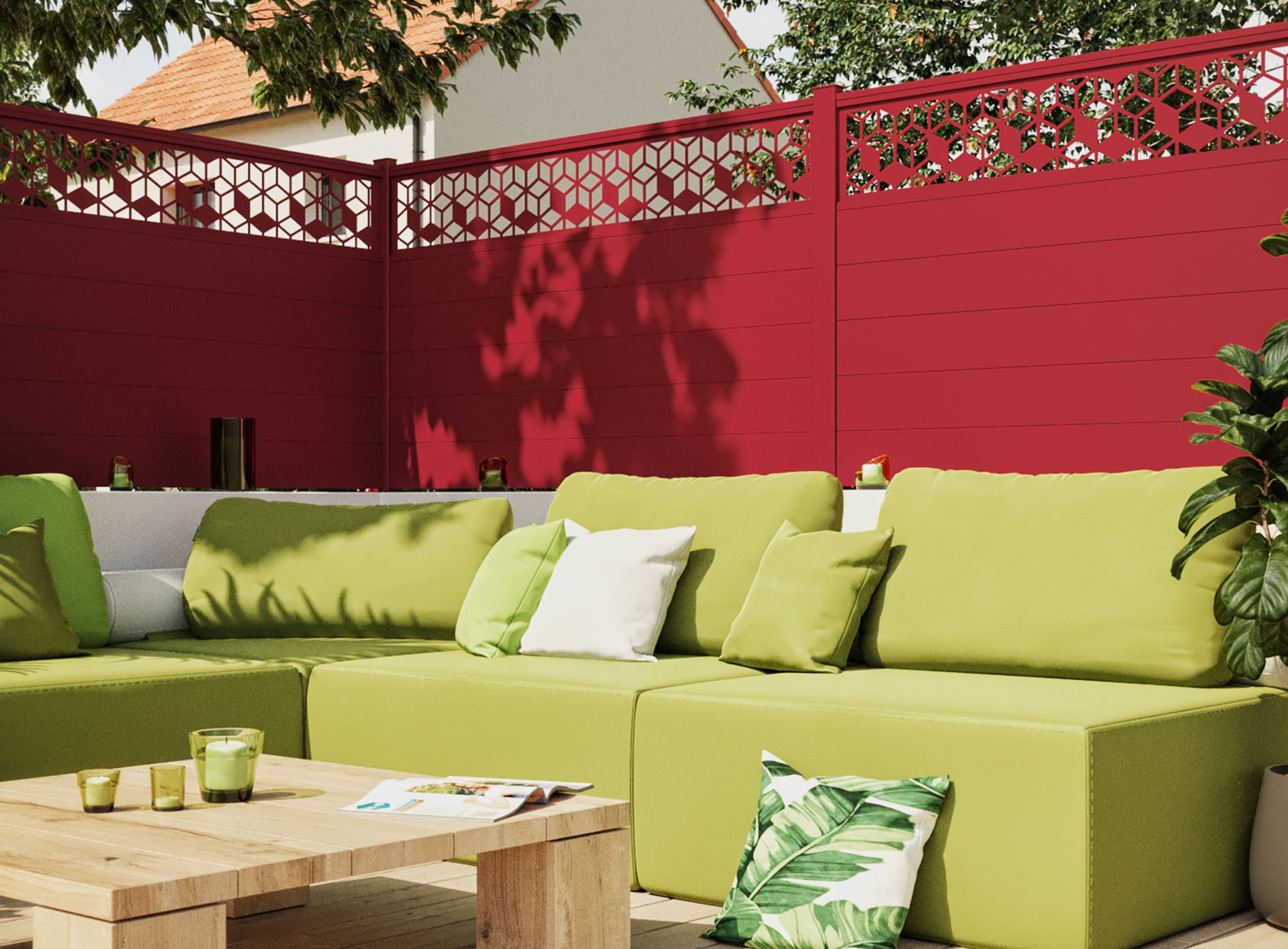 Clôture en aluminium GRAFFIK, Rouge 3004