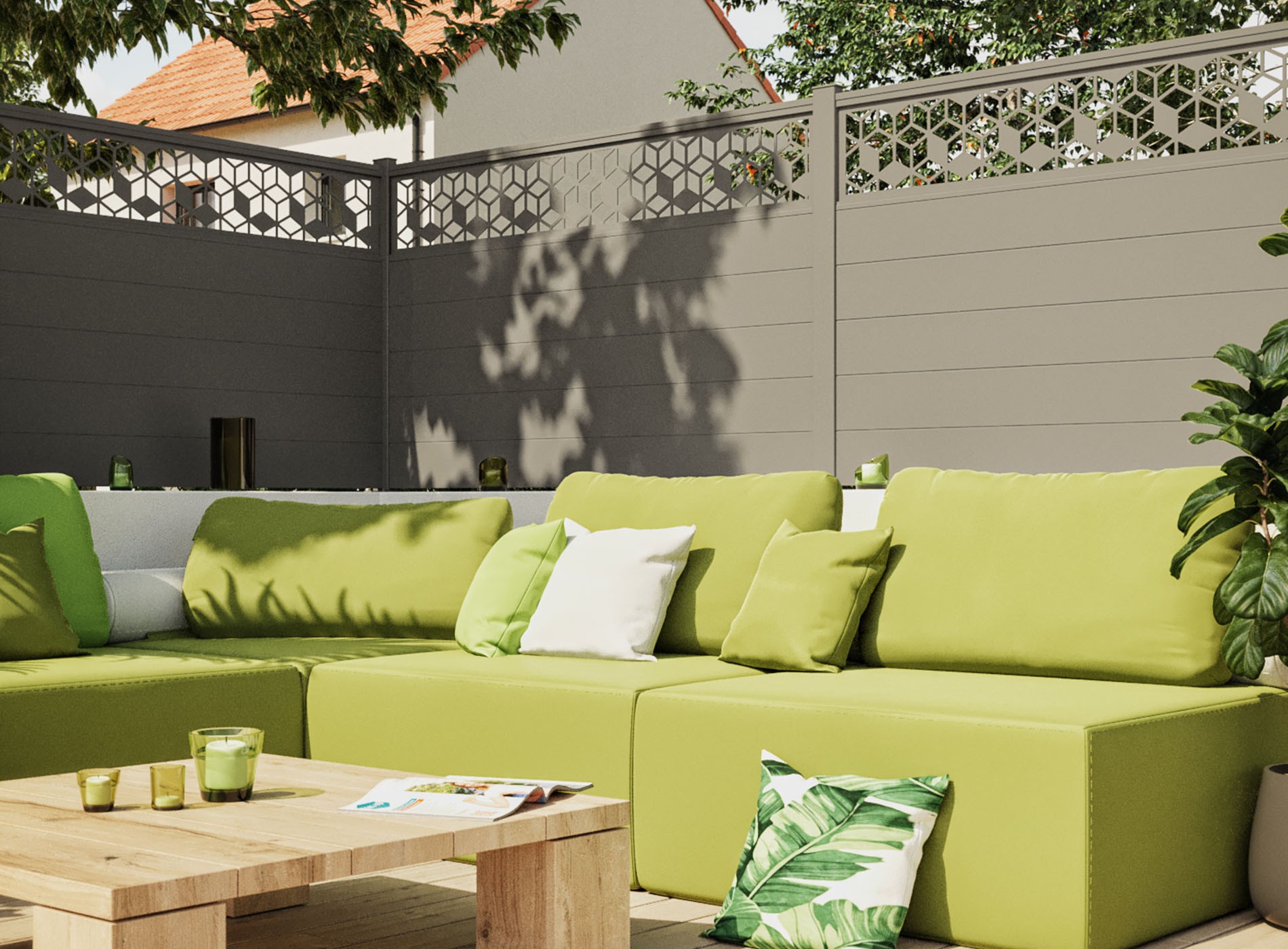 Clôture en aluminium GRAFFIK , Gris Quartz 7039