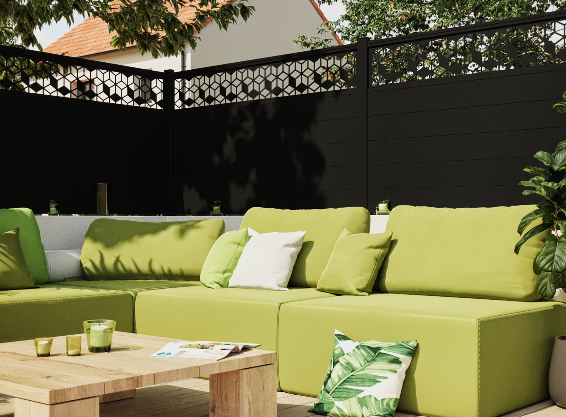 Clôture en aluminium GRAFIK, Noir 9005