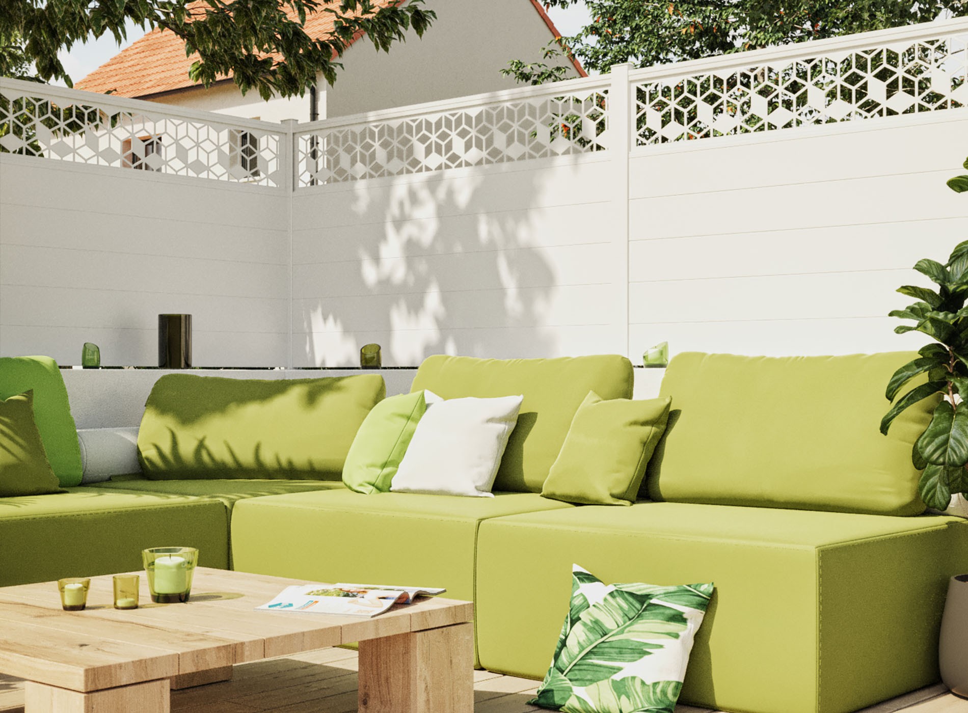 Clôture en aluminium GRAFIK, Blanc 9016