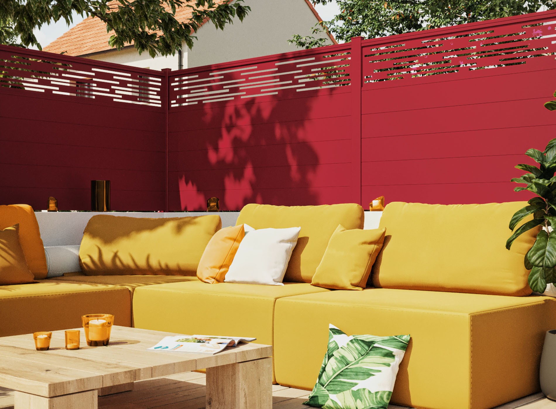 Clôture en aluminium LIGNE , Rouge 3004