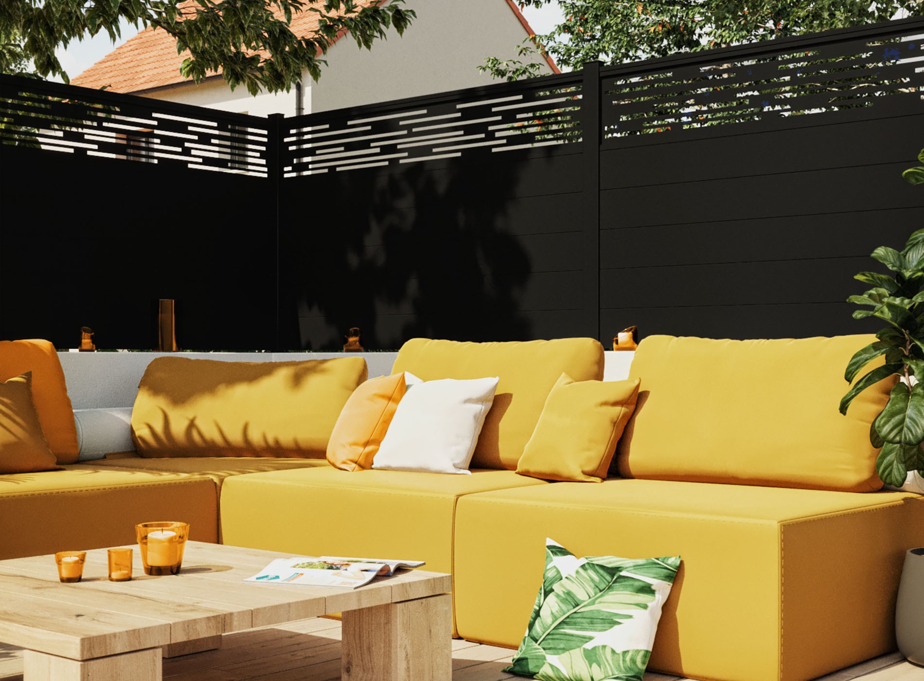 Clôture en aluminium LIGNE , Noir 9005