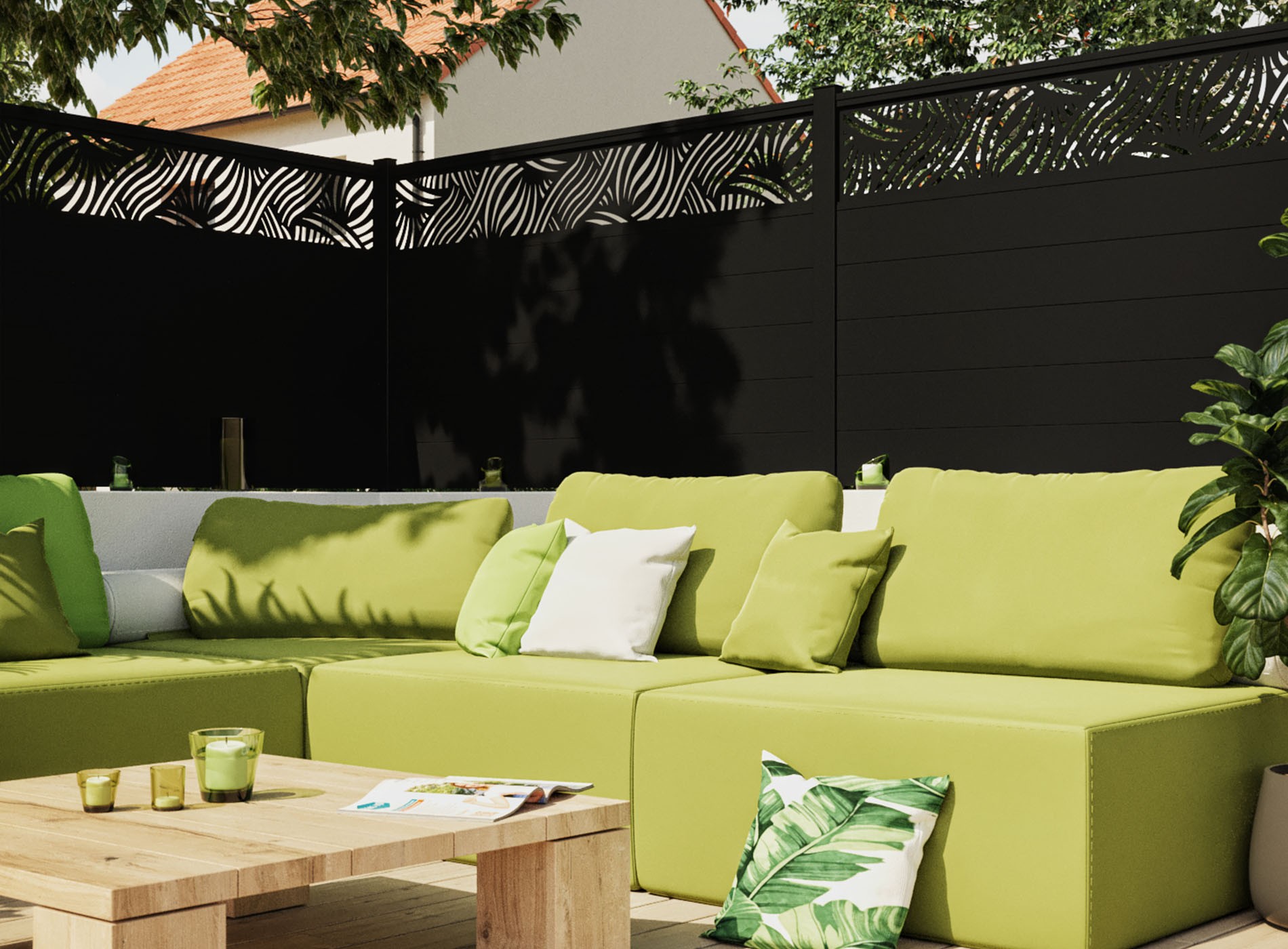 Clôture en aluminium PALM, Noir 9005