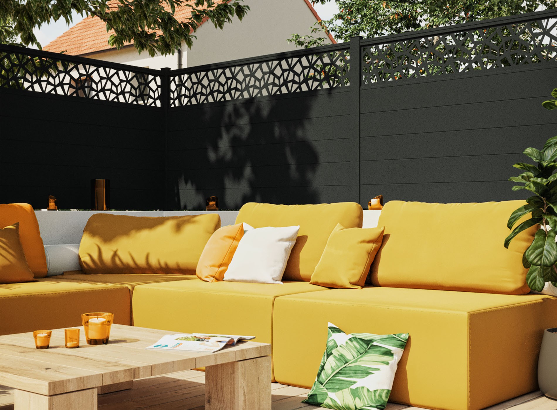 Clôture en aluminium POLYGO, Noir Sable 2100