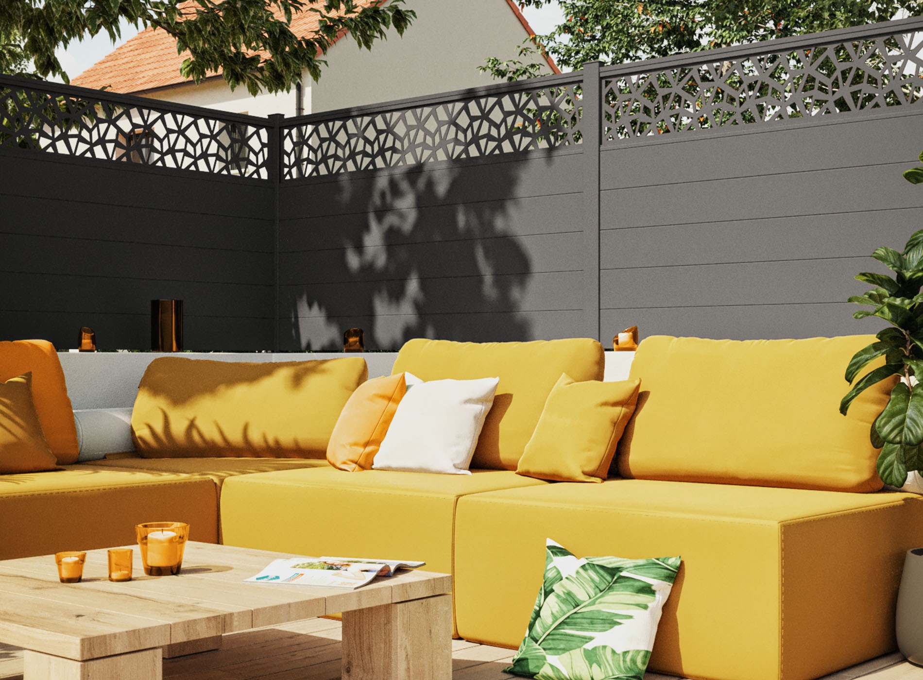 Clôture en aluminium POLYGO, Gris Sable 2900