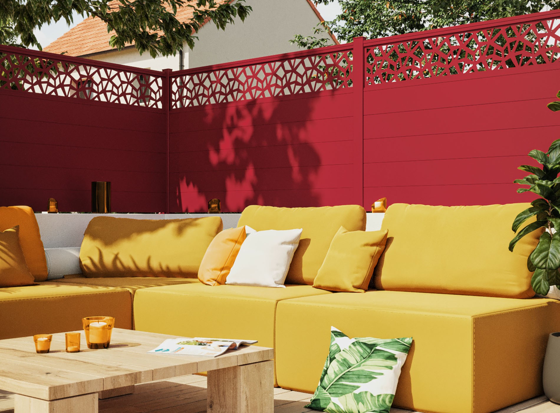 Clôture en aluminium POLYGO, Rouge 3004