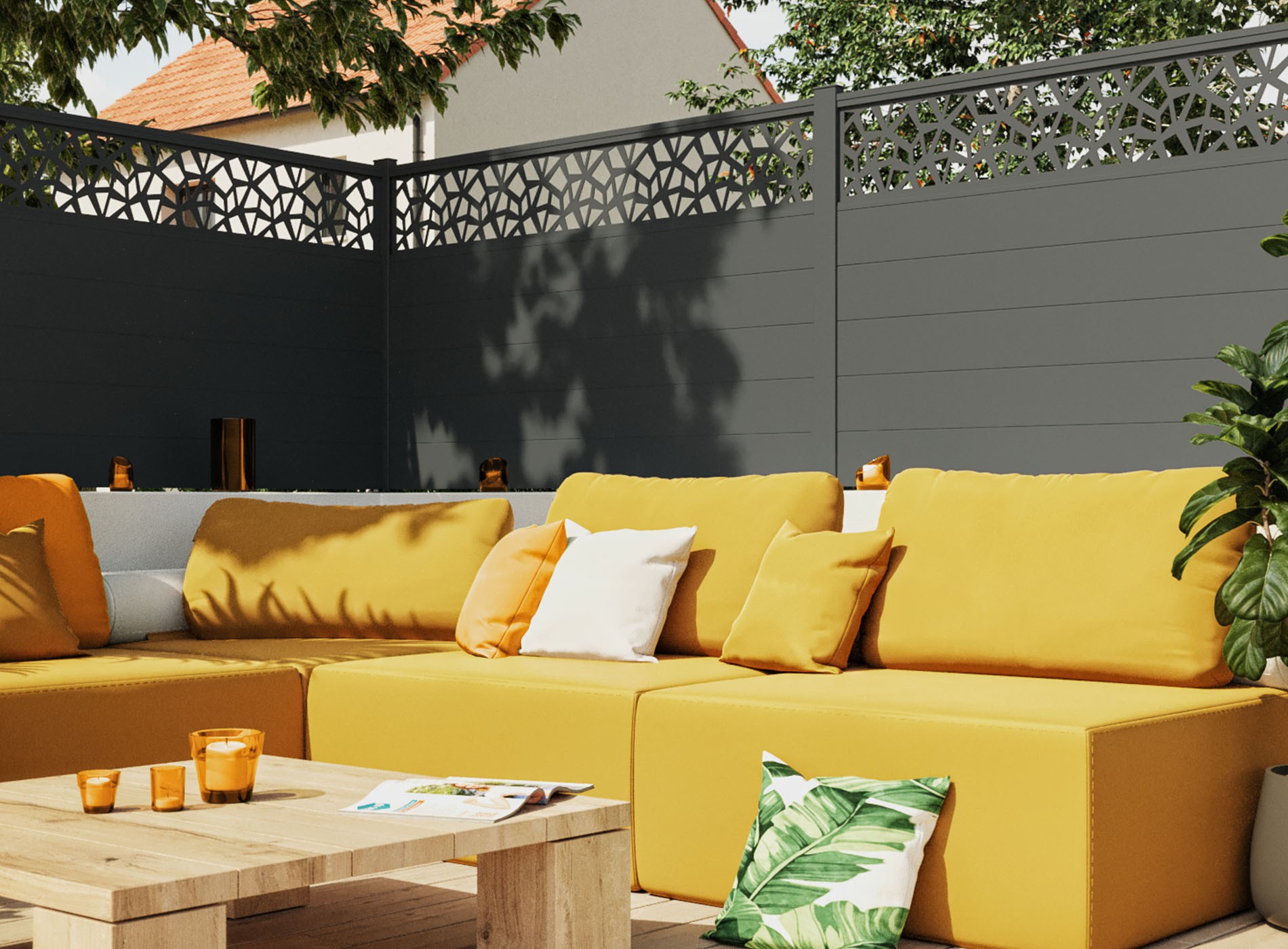 Clôture en aluminium POLYGO, Gris Zinc 7016