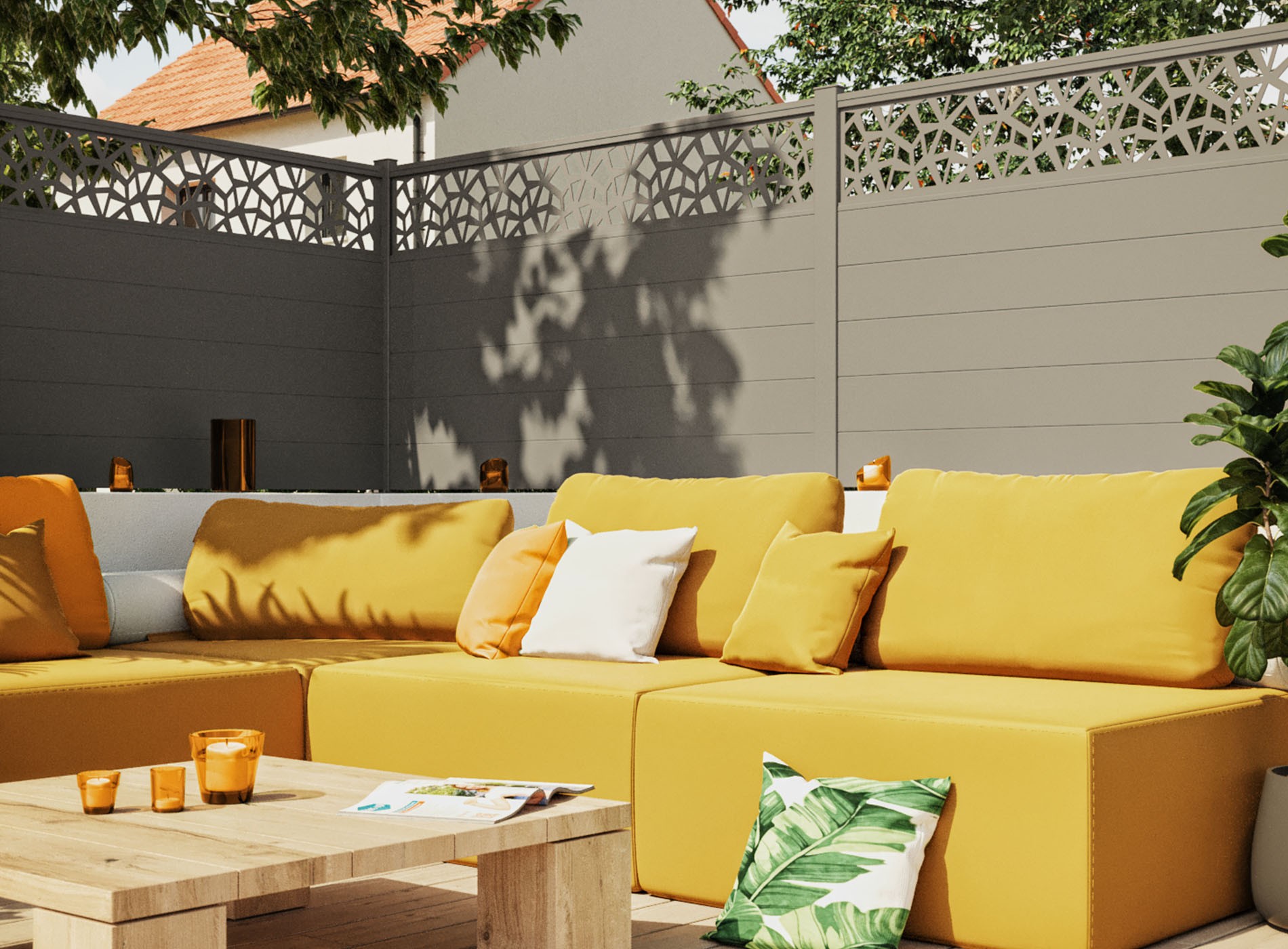 Clôture en aluminium POLYGO, Gris Quartz 7039