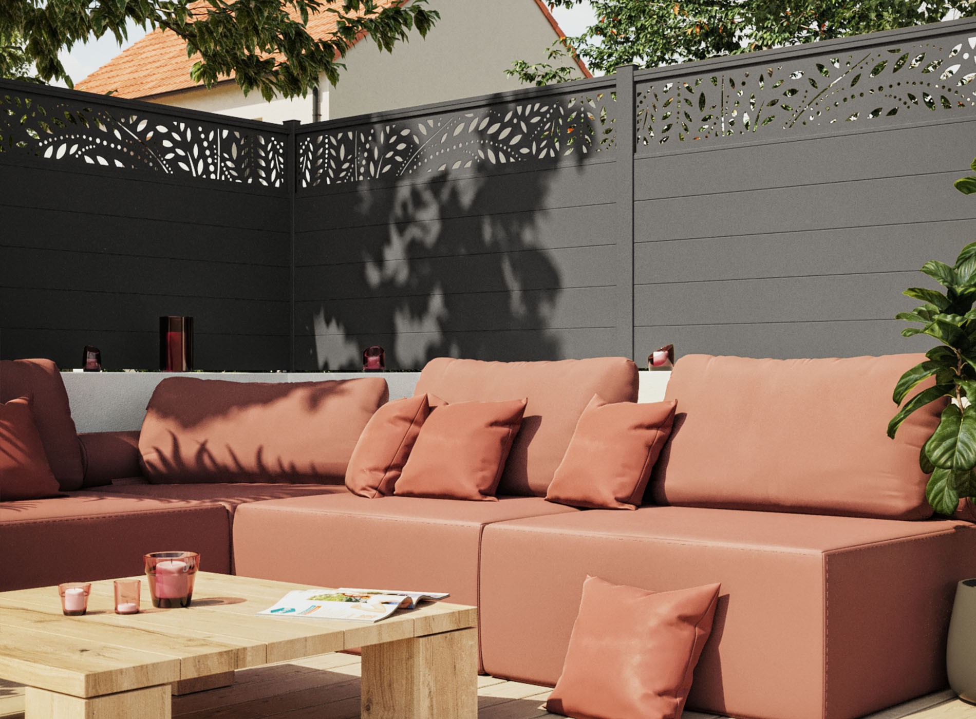 Clôture en aluminium SYLVA, Gris Sable 2900