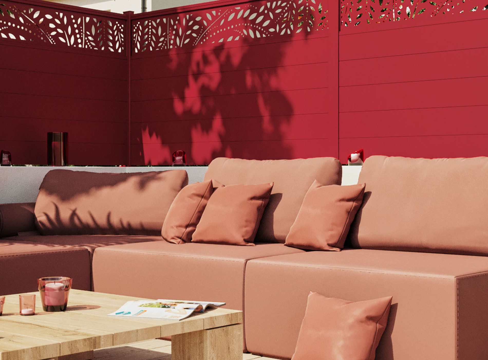 Clôture en aluminium SYLVA, Rouge 3004