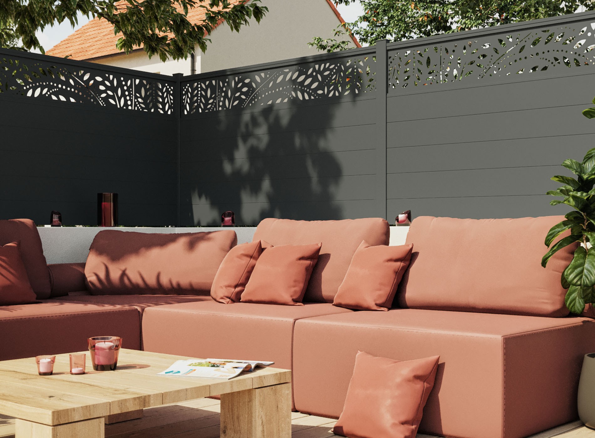 Clôture en aluminium SYLVA, Gris Zinc 7016