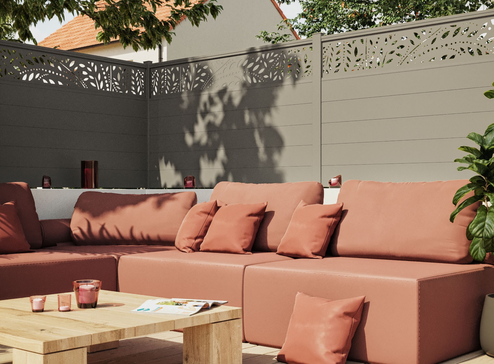 Clôture en aluminium SYLVA, Gris Quartz 7039