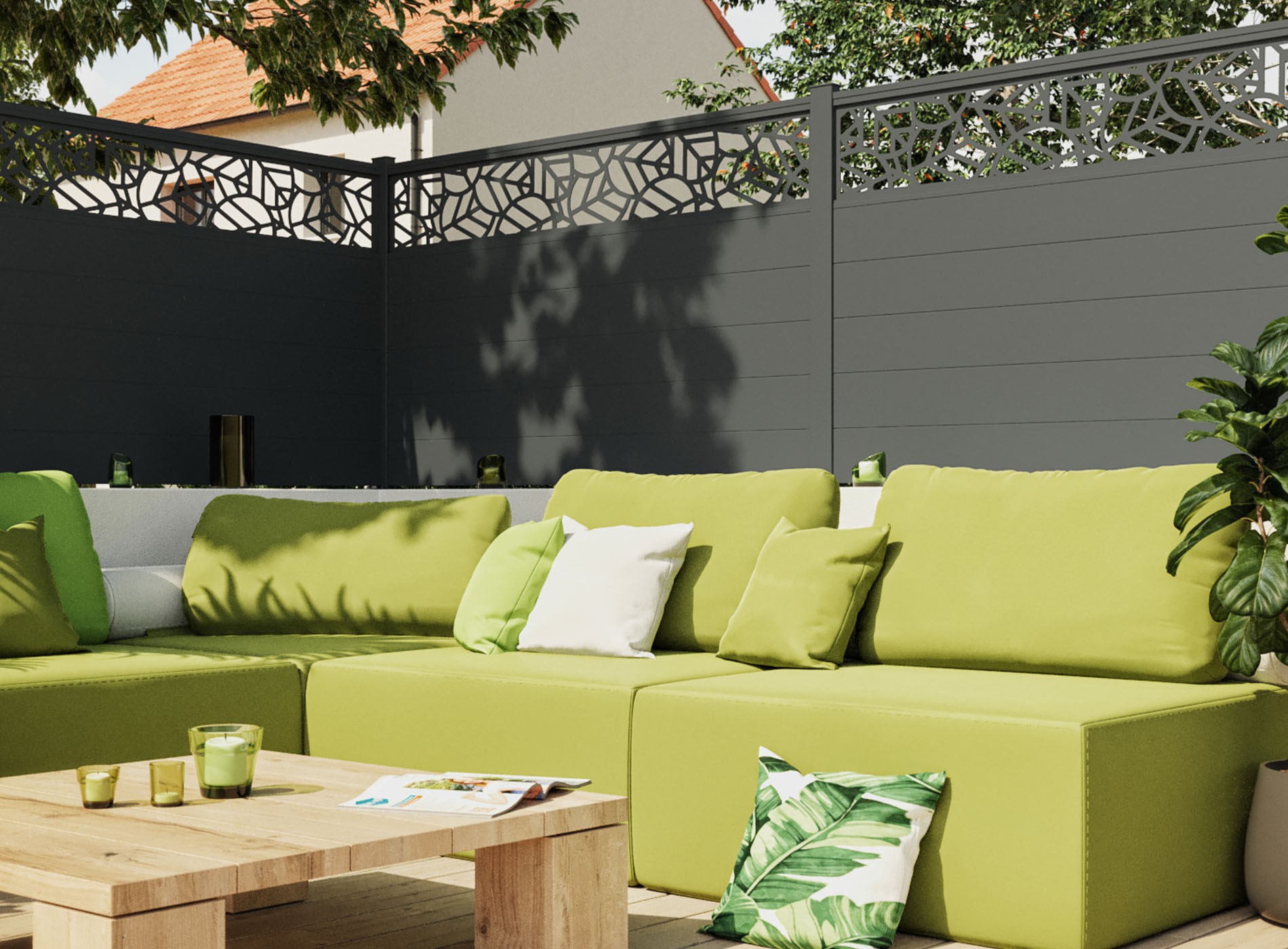 Clôture en aluminium TEK, Gris Zinc 7016