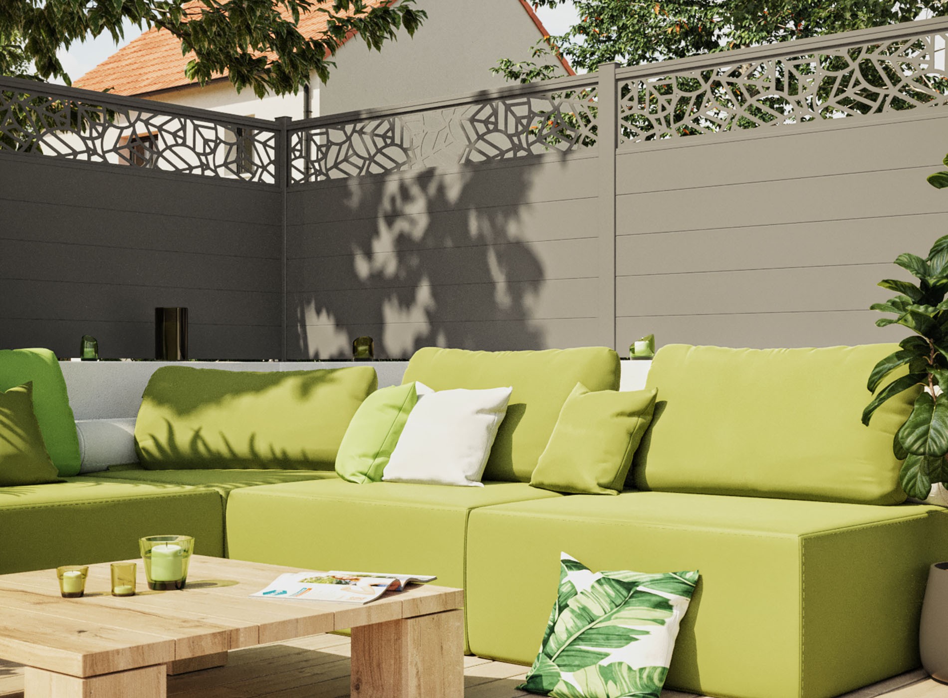 Clôture en aluminium TEK, Gris Quartz 7039