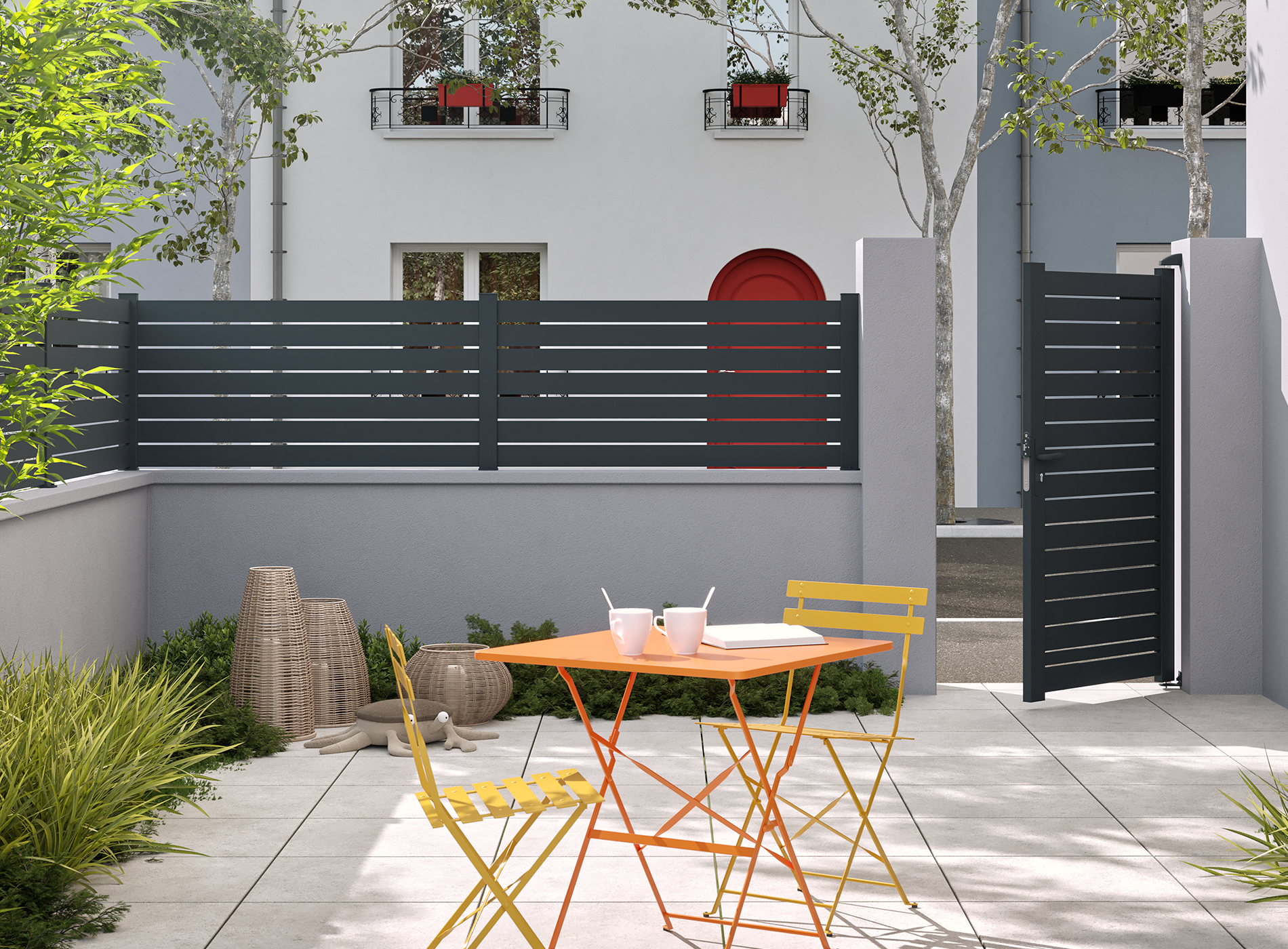 Clôture en aluminium TREZ, gris zinc 7016